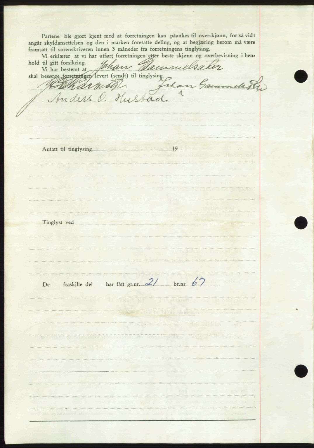 Romsdal sorenskriveri, AV/SAT-A-4149/1/2/2C: Mortgage book no. A26, 1948-1948, Diary no: : 1404/1948