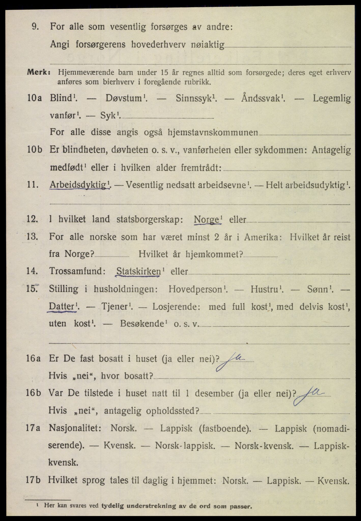 SAT, 1920 census for Flatanger, 1920, p. 1083