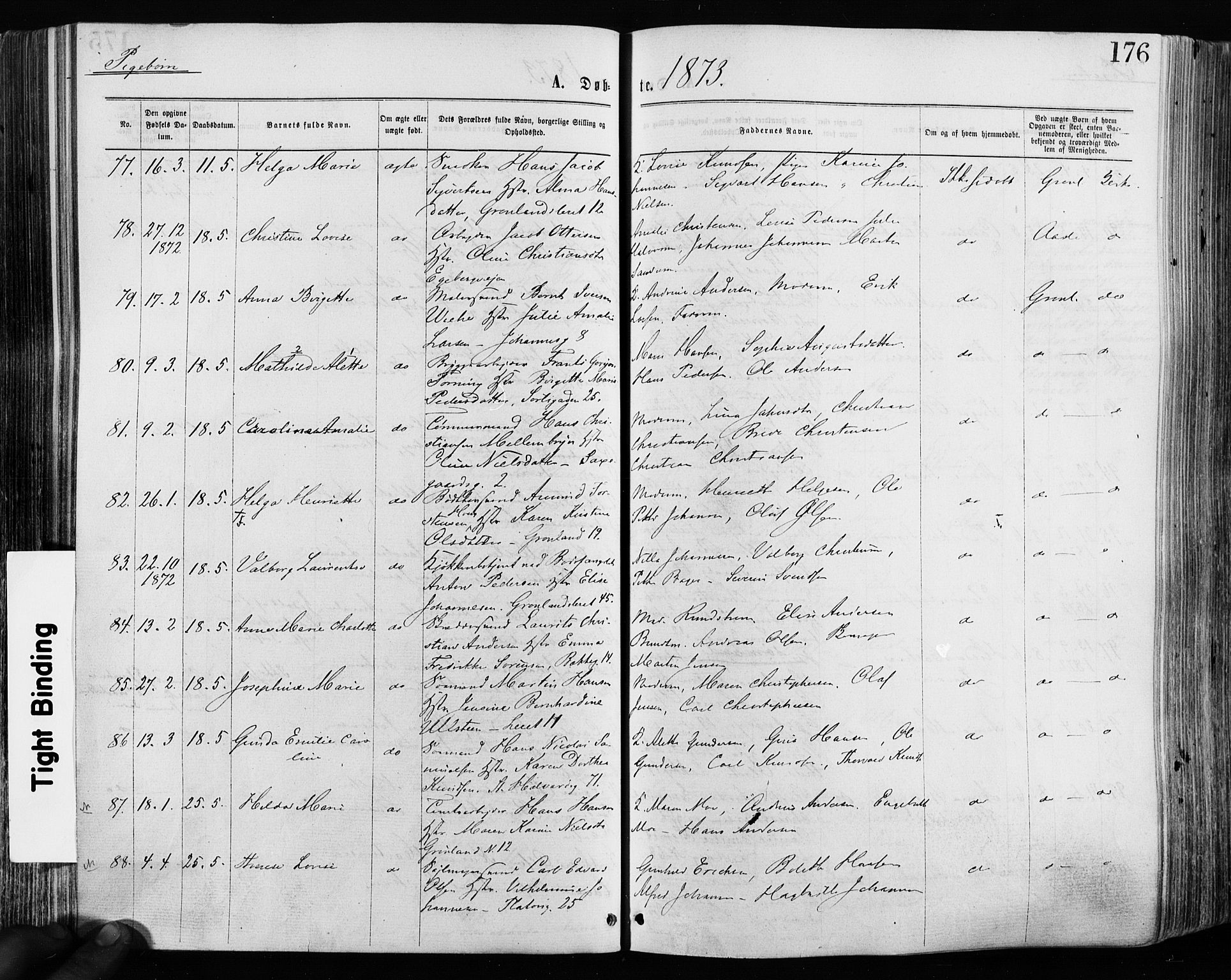 Grønland prestekontor Kirkebøker, SAO/A-10848/F/Fa/L0004: Parish register (official) no. 4, 1869-1880, p. 176