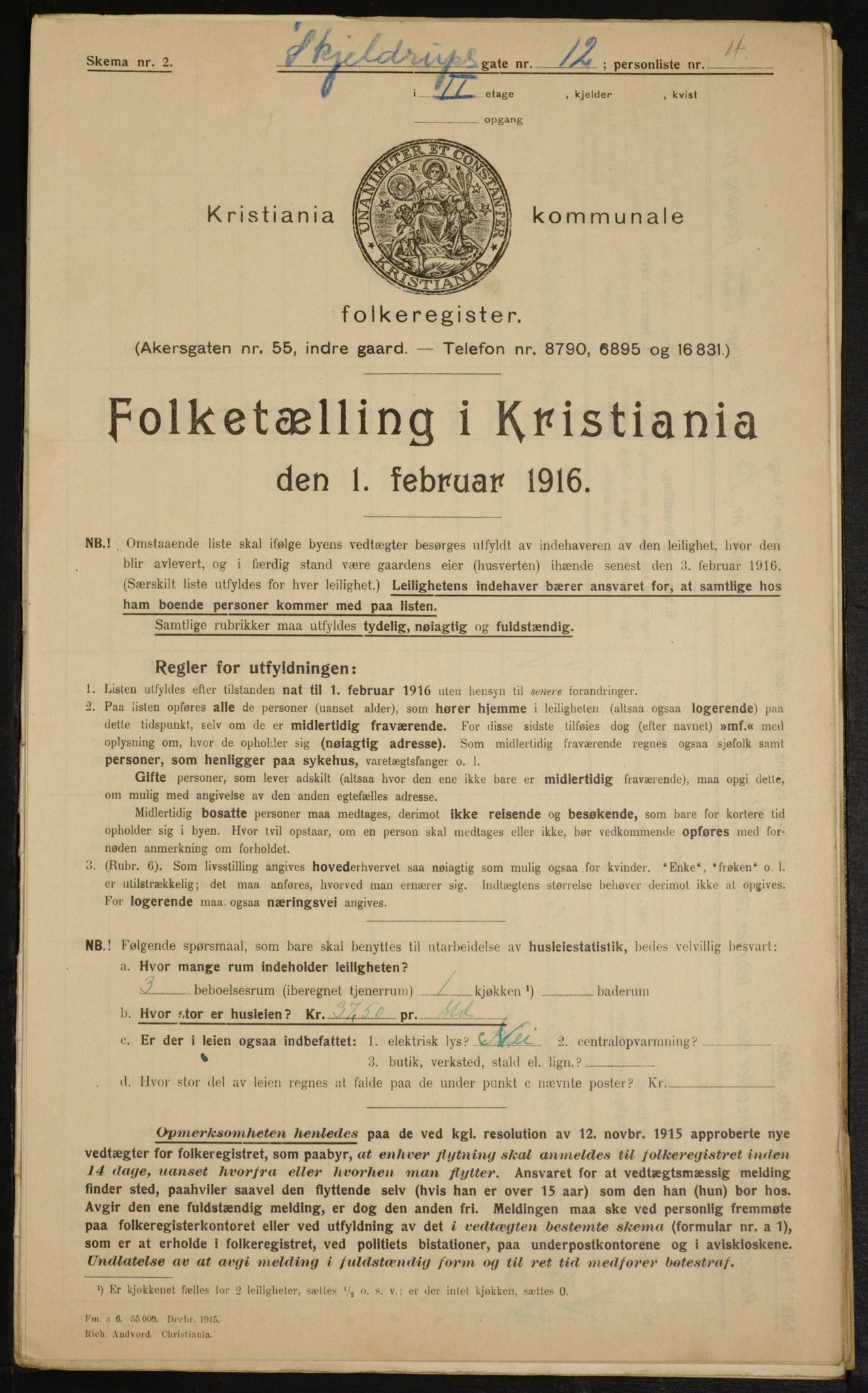 OBA, Municipal Census 1916 for Kristiania, 1916, p. 98243