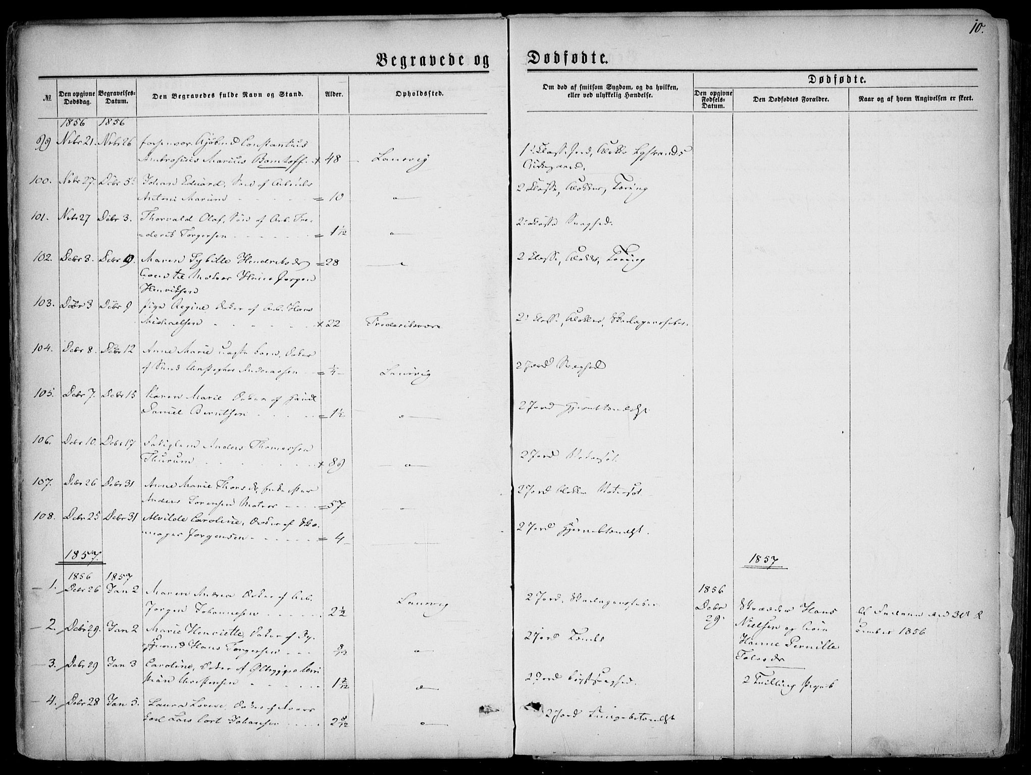 Larvik kirkebøker, SAKO/A-352/F/Fa/L0005: Parish register (official) no. I 5, 1856-1870, p. 10