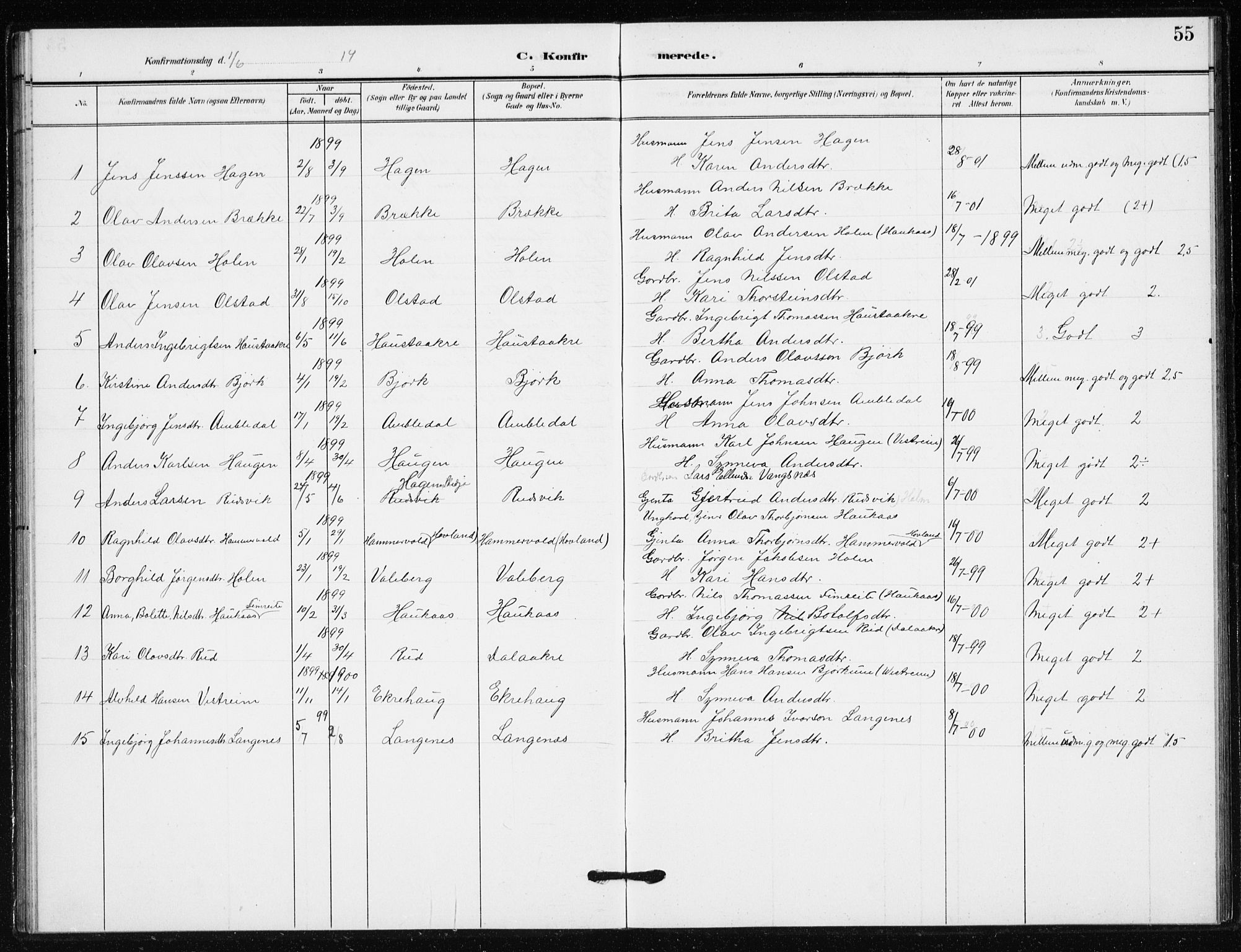 Sogndal sokneprestembete, AV/SAB-A-81301/H/Hab/Habb/L0002: Parish register (copy) no. B 2, 1908-1933, p. 55