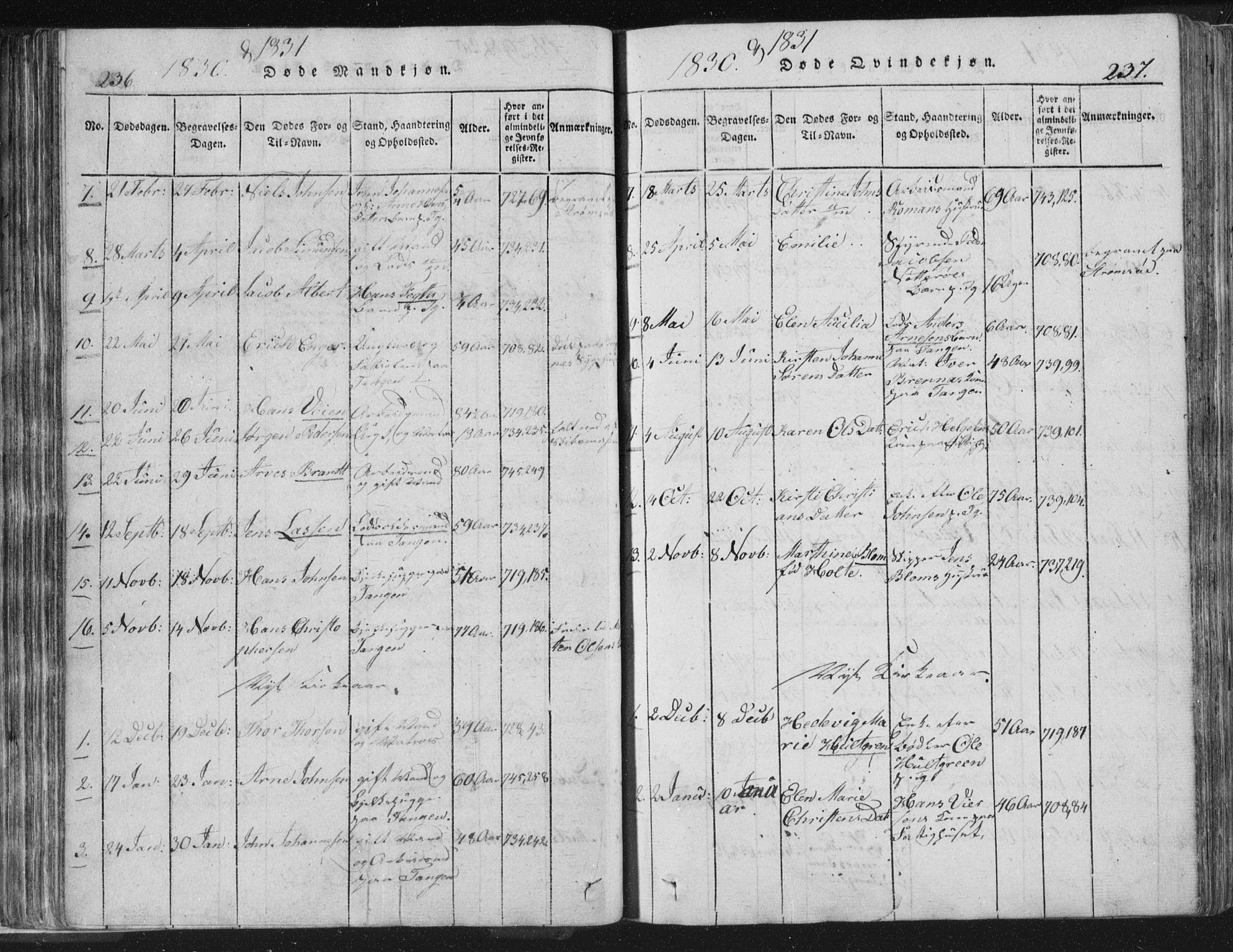 Strømsø kirkebøker, AV/SAKO-A-246/F/Fb/L0004: Parish register (official) no. II 4, 1814-1843, p. 236-237