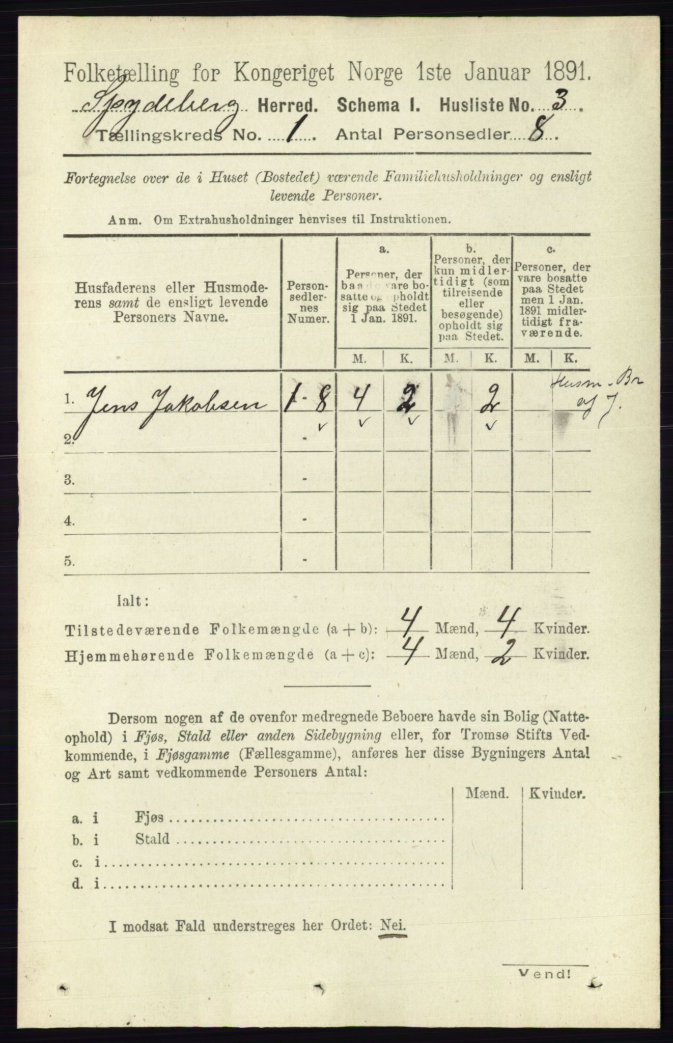 RA, 1891 census for 0123 Spydeberg, 1891, p. 38