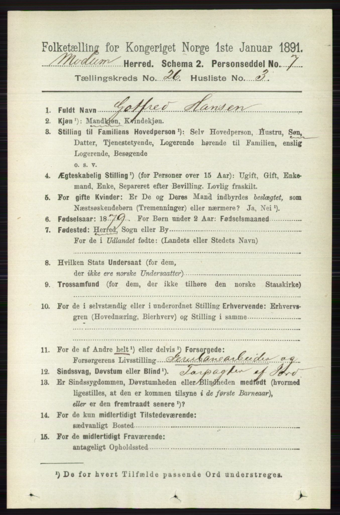 RA, 1891 census for 0623 Modum, 1891, p. 9415