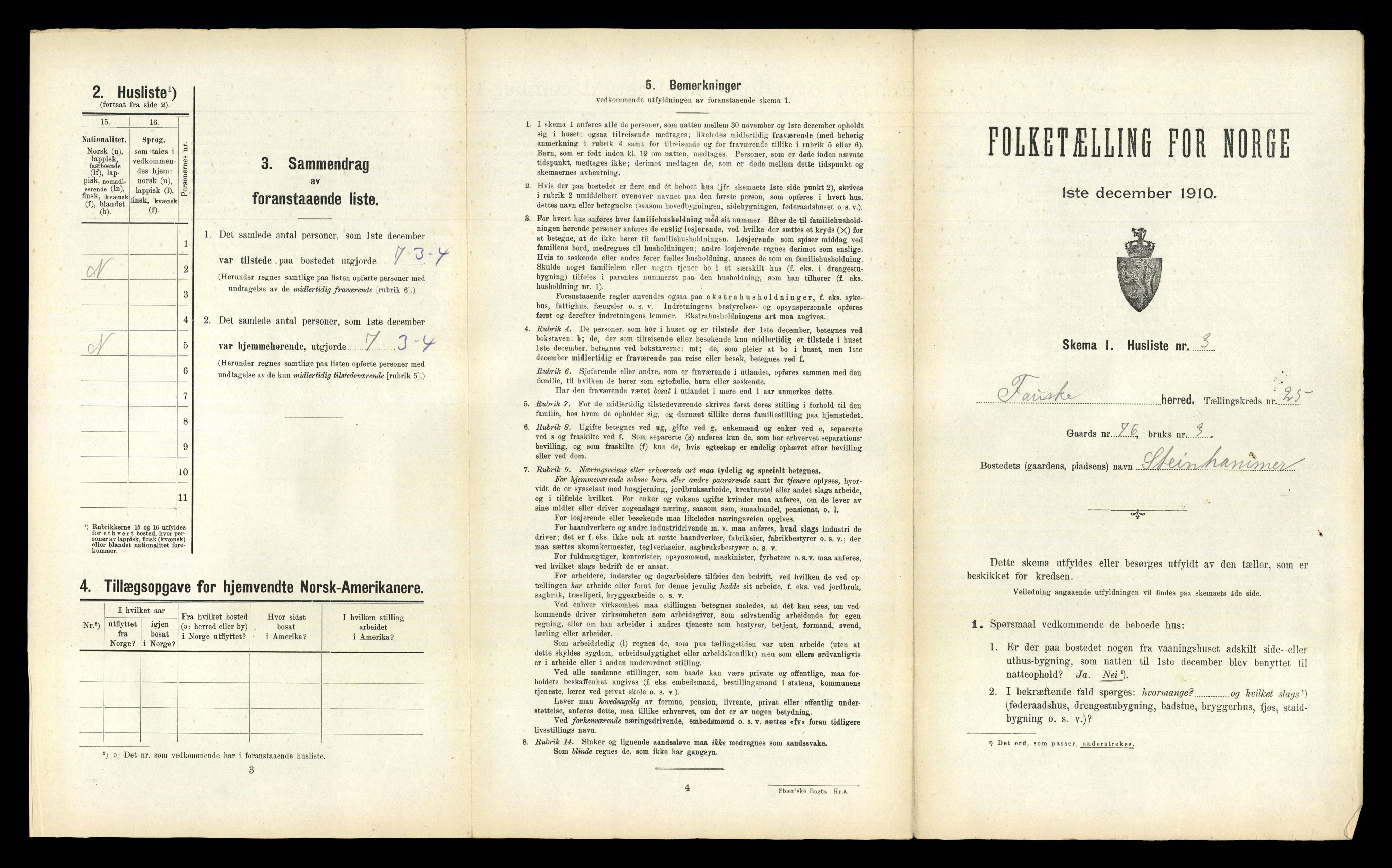 RA, 1910 census for Fauske, 1910, p. 1718