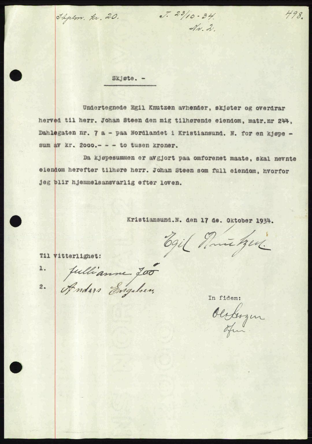 Kristiansund byfogd, AV/SAT-A-4587/A/27: Mortgage book no. 27, 1933-1934, Deed date: 23.10.1934