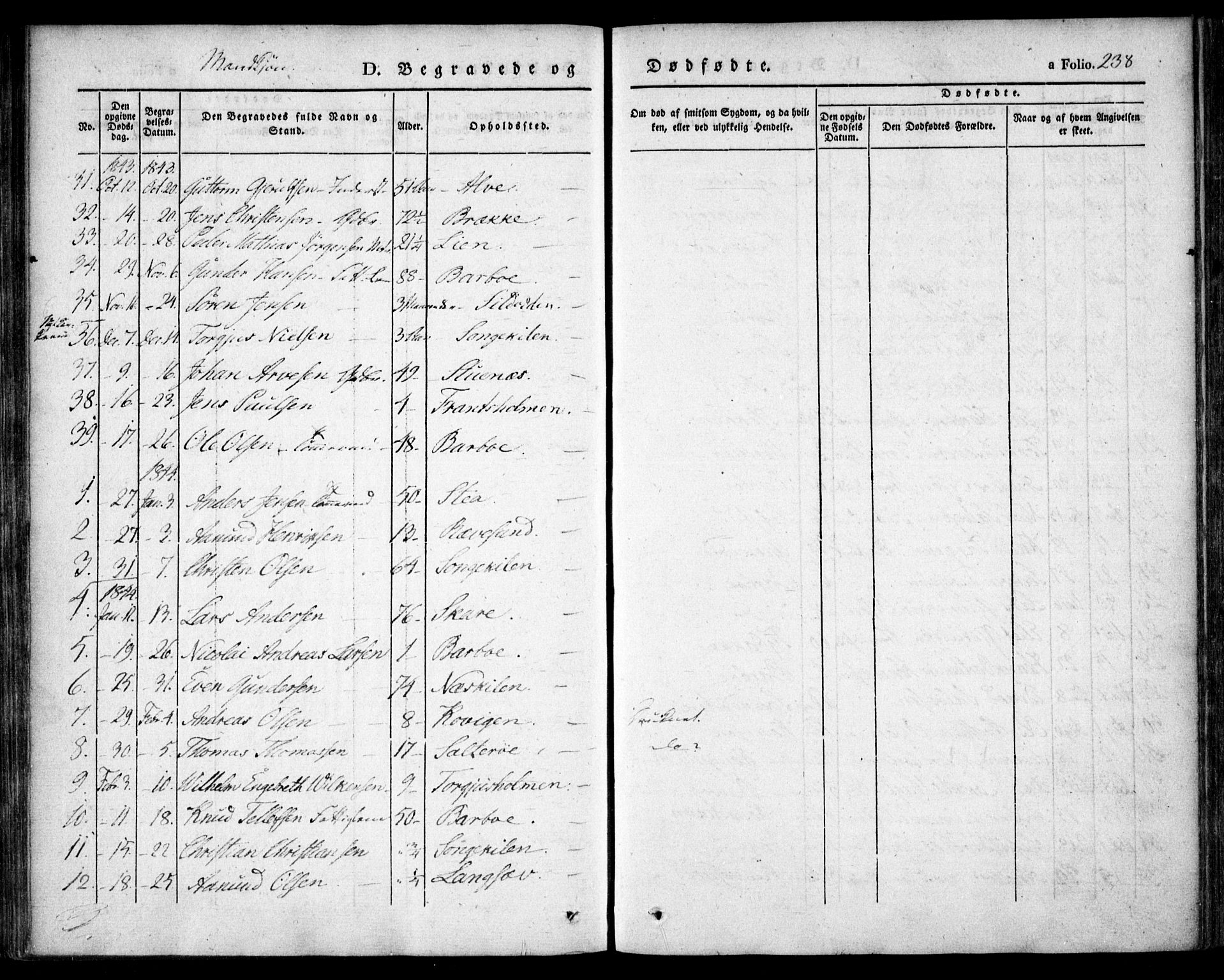 Tromøy sokneprestkontor, SAK/1111-0041/F/Fa/L0004: Parish register (official) no. A 4, 1837-1846, p. 238