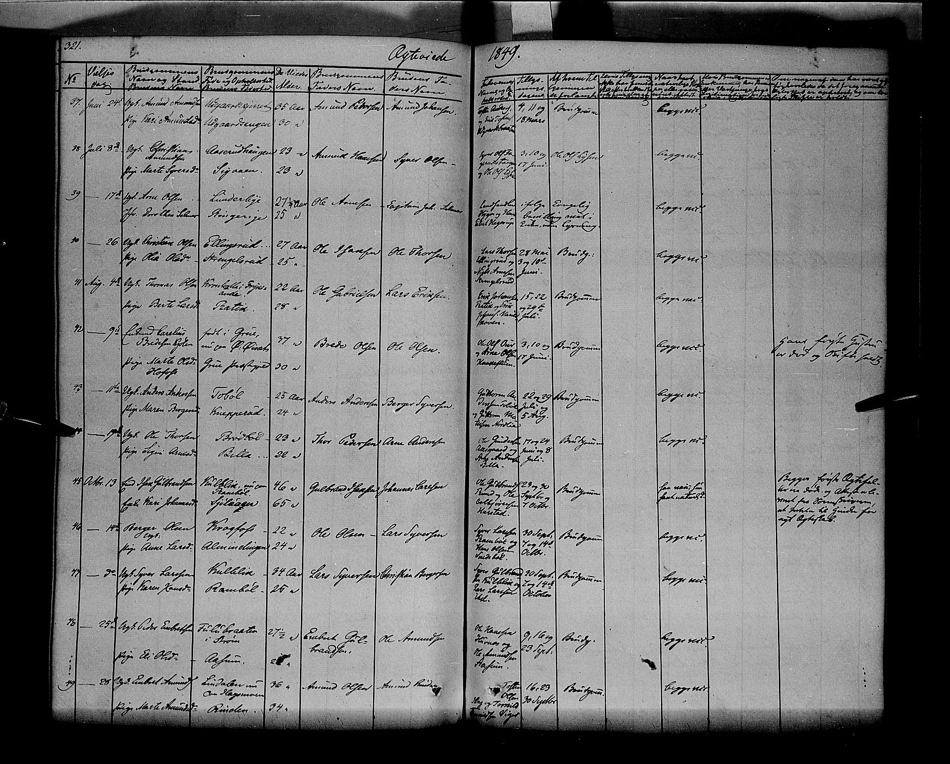 Vinger prestekontor, SAH/PREST-024/H/Ha/Haa/L0009: Parish register (official) no. 9, 1847-1855, p. 321
