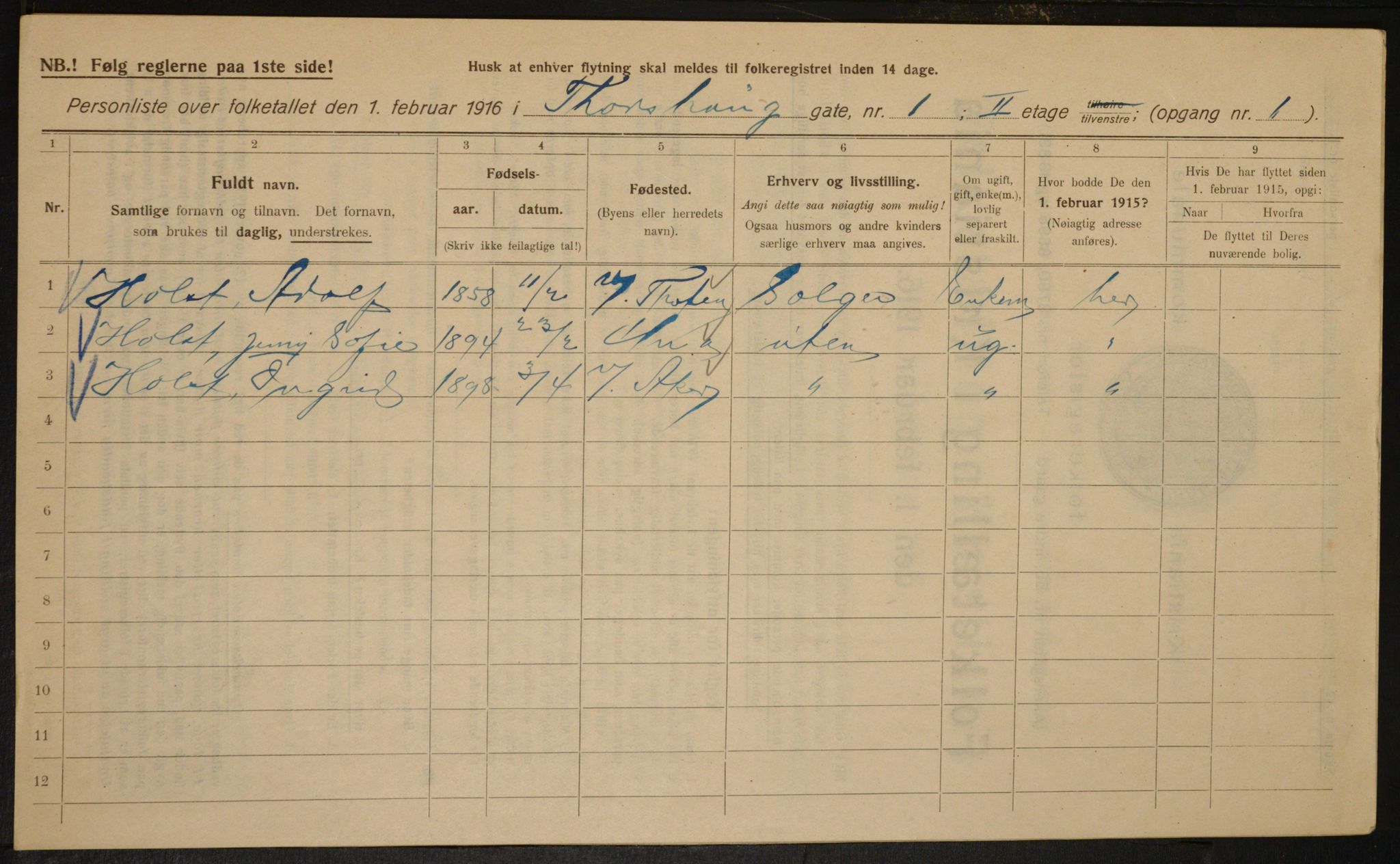 OBA, Municipal Census 1916 for Kristiania, 1916, p. 117641