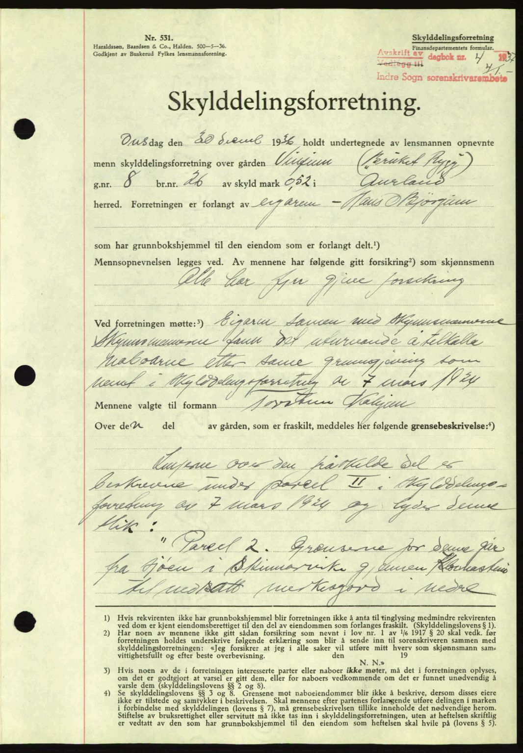 Indre Sogn tingrett, SAB/A-3301/1/G/Gb/Gba/L0030: Mortgage book no. 30, 1935-1937, Deed date: 04.01.1937