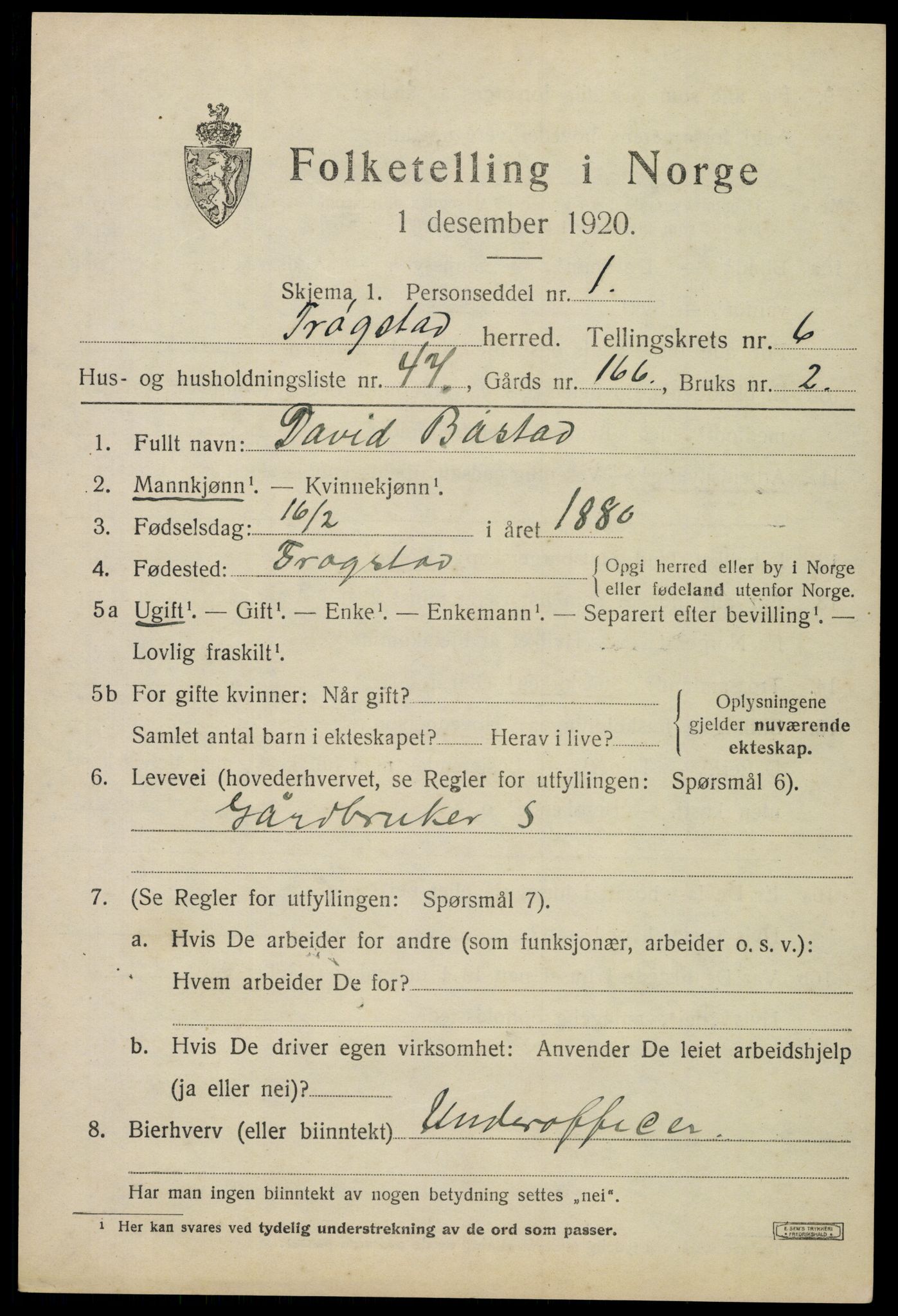 SAO, 1920 census for Trøgstad, 1920, p. 7100