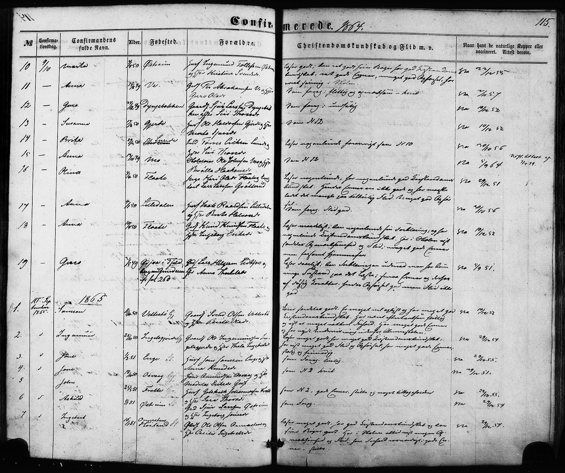 Etne sokneprestembete, SAB/A-75001/H/Haa: Parish register (official) no. A 9, 1862-1878, p. 115