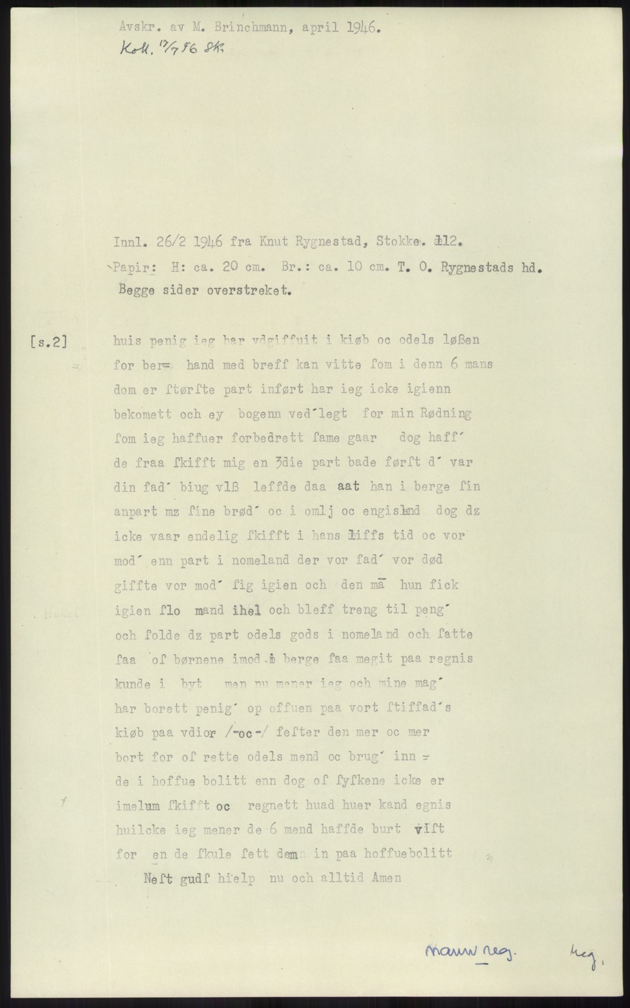 Samlinger til kildeutgivelse, Diplomavskriftsamlingen, AV/RA-EA-4053/H/Ha, p. 1459