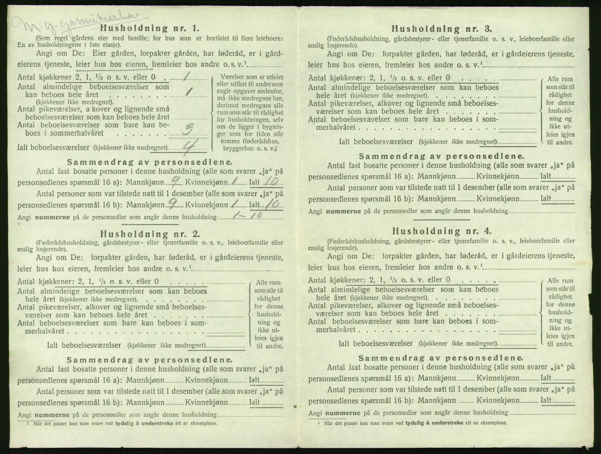 SAT, 1920 census for Grytten, 1920, p. 517