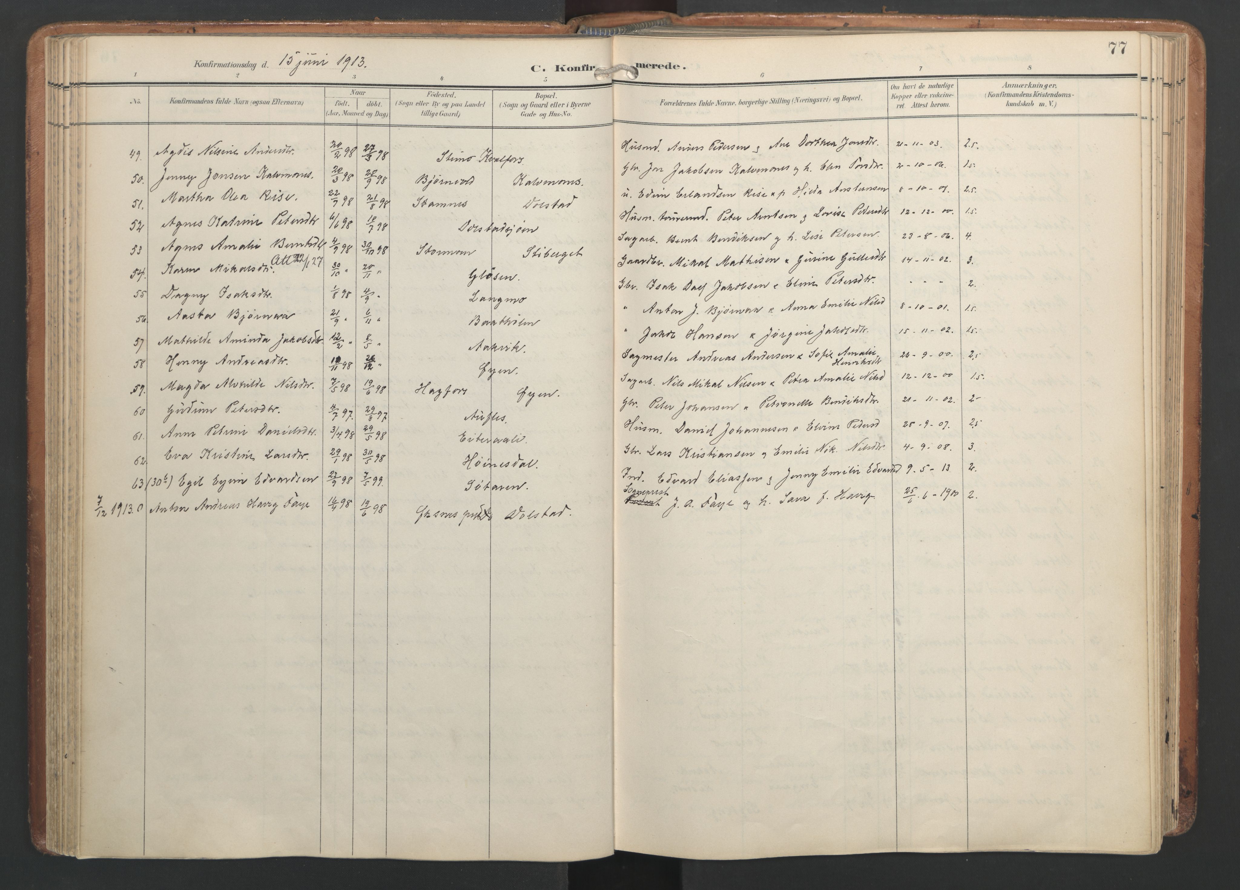 Ministerialprotokoller, klokkerbøker og fødselsregistre - Nordland, AV/SAT-A-1459/820/L0298: Parish register (official) no. 820A19, 1897-1915, p. 77