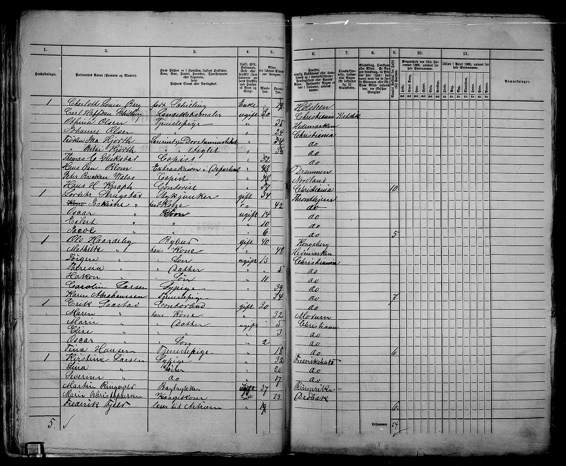 RA, 1865 census for Kristiania, 1865, p. 1668