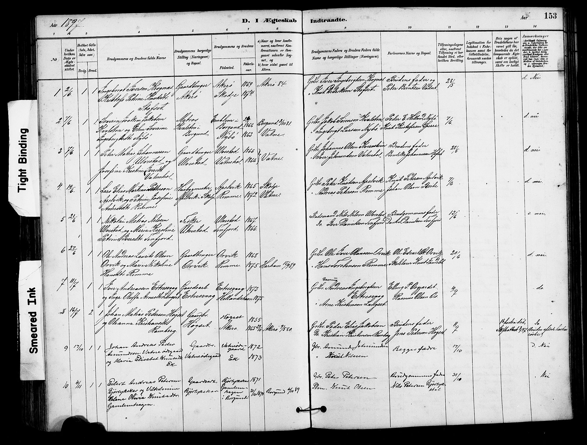 Ministerialprotokoller, klokkerbøker og fødselsregistre - Møre og Romsdal, AV/SAT-A-1454/525/L0376: Parish register (copy) no. 525C02, 1880-1902, p. 153