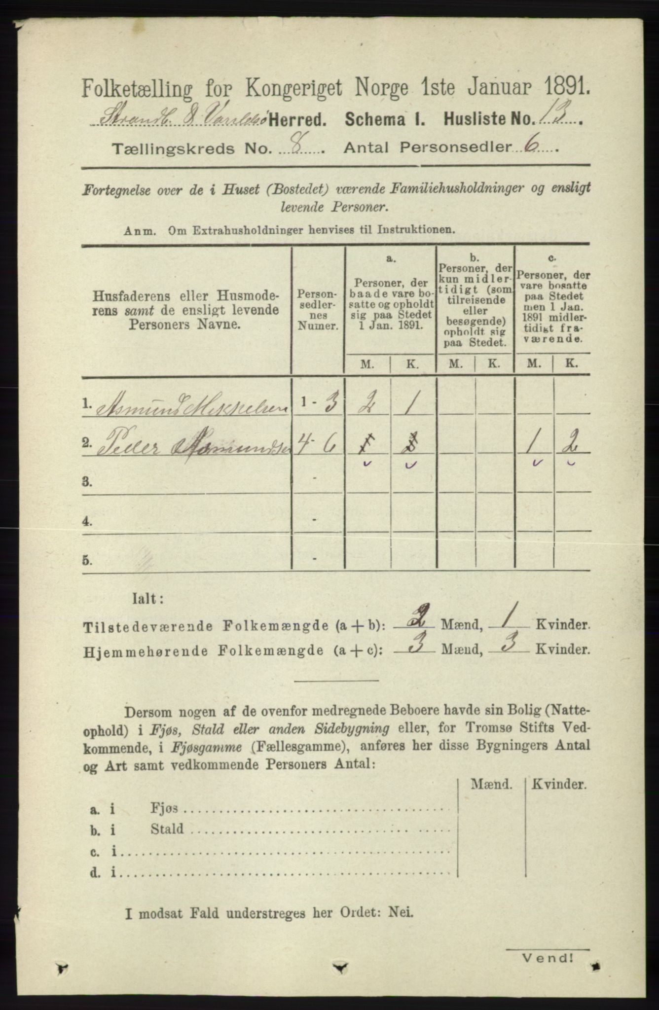 RA, 1891 census for 1226 Strandebarm og Varaldsøy, 1891, p. 2946