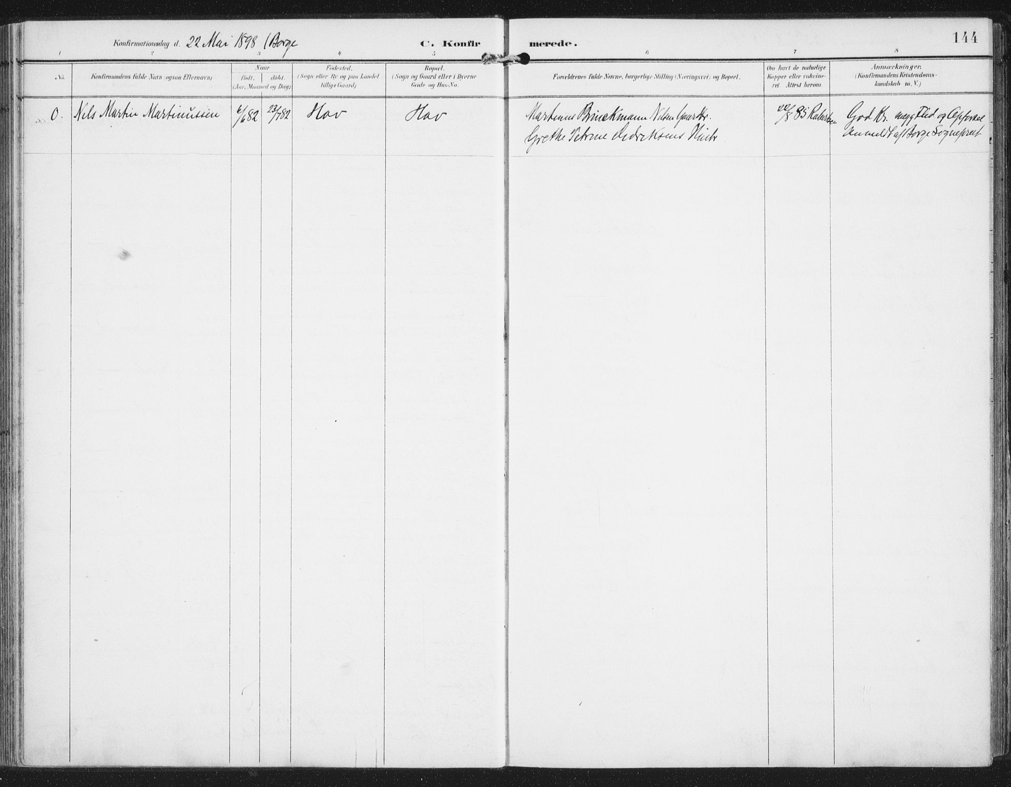 Ministerialprotokoller, klokkerbøker og fødselsregistre - Nordland, AV/SAT-A-1459/876/L1098: Parish register (official) no. 876A04, 1896-1915, p. 144