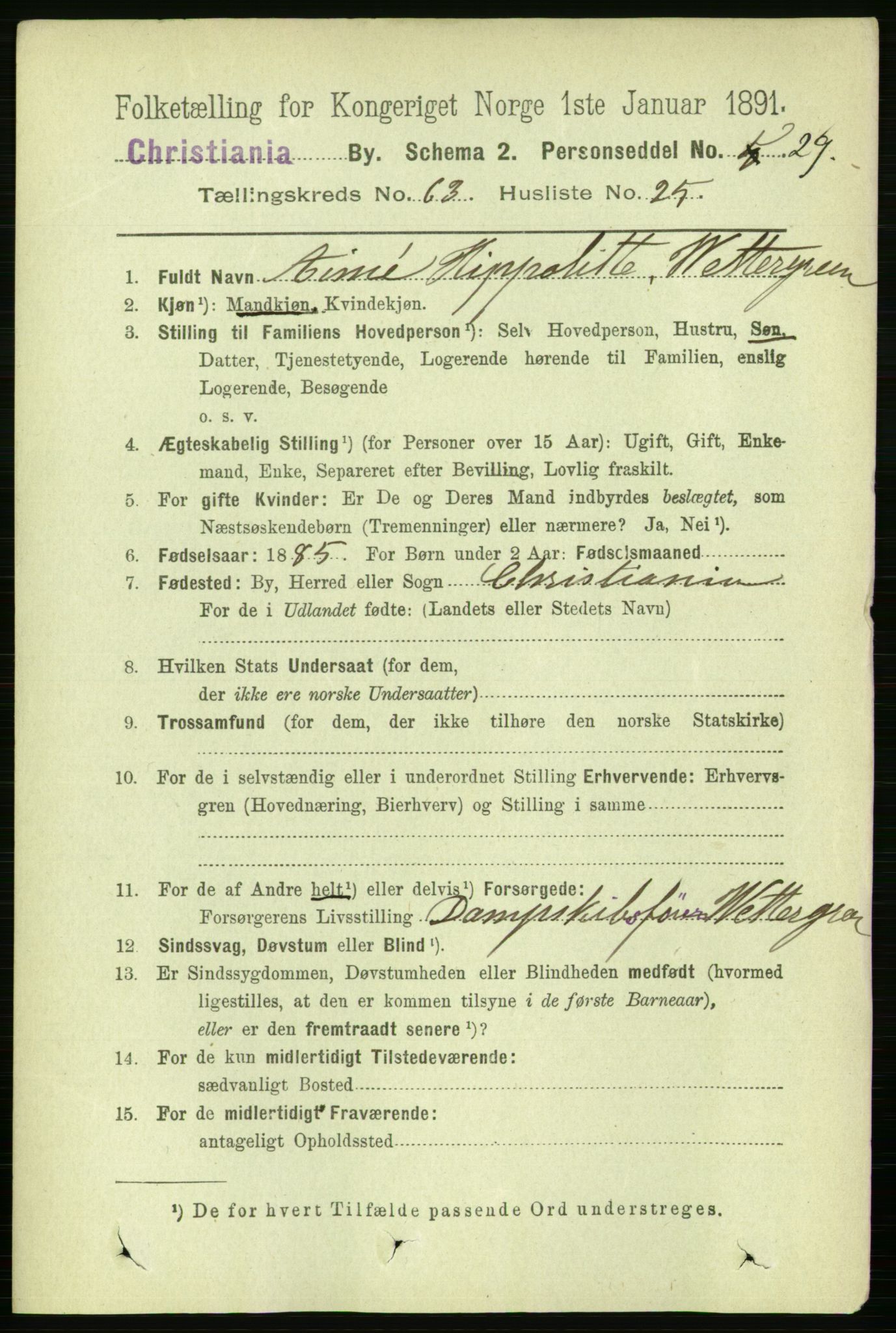 RA, 1891 census for 0301 Kristiania, 1891, p. 34210