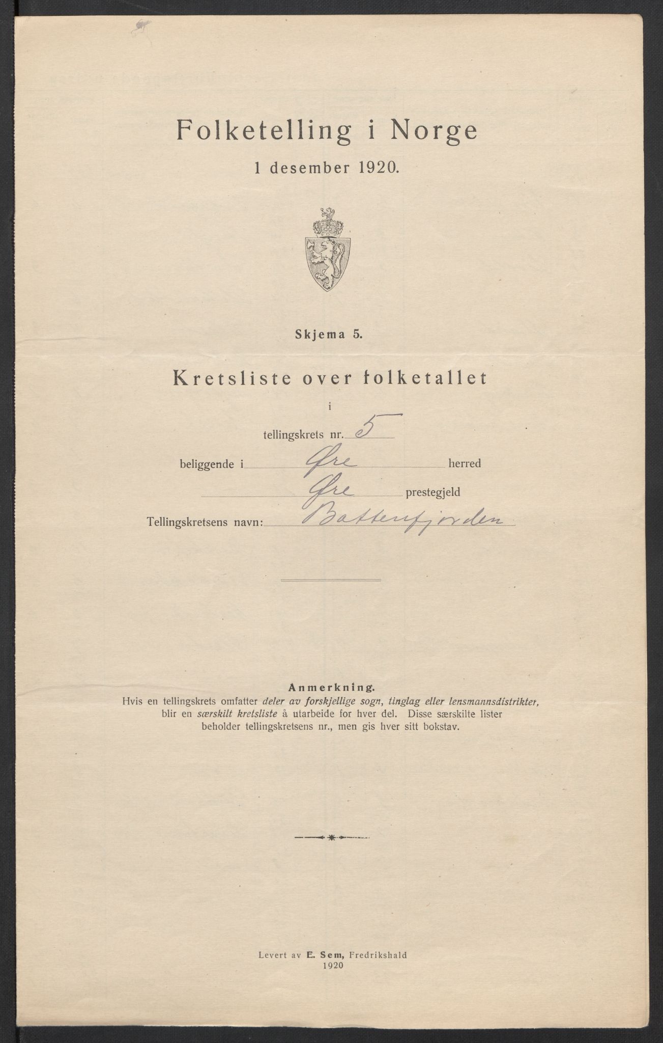 SAT, 1920 census for Øre, 1920, p. 19