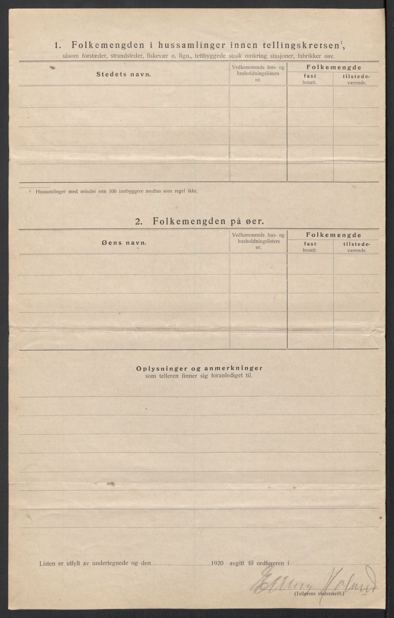 SAT, 1920 census for Meløy, 1920, p. 20