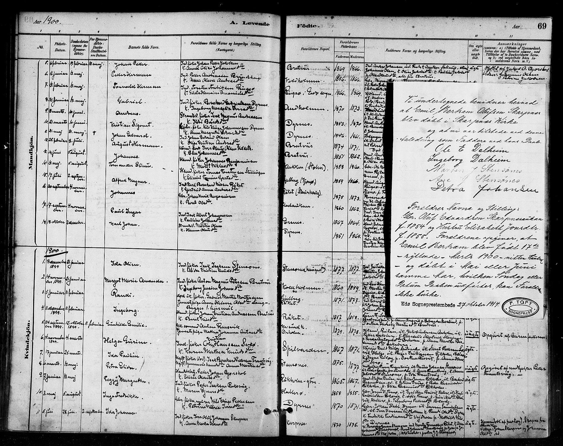 Ministerialprotokoller, klokkerbøker og fødselsregistre - Møre og Romsdal, SAT/A-1454/582/L0947: Parish register (official) no. 582A01, 1880-1900, p. 69
