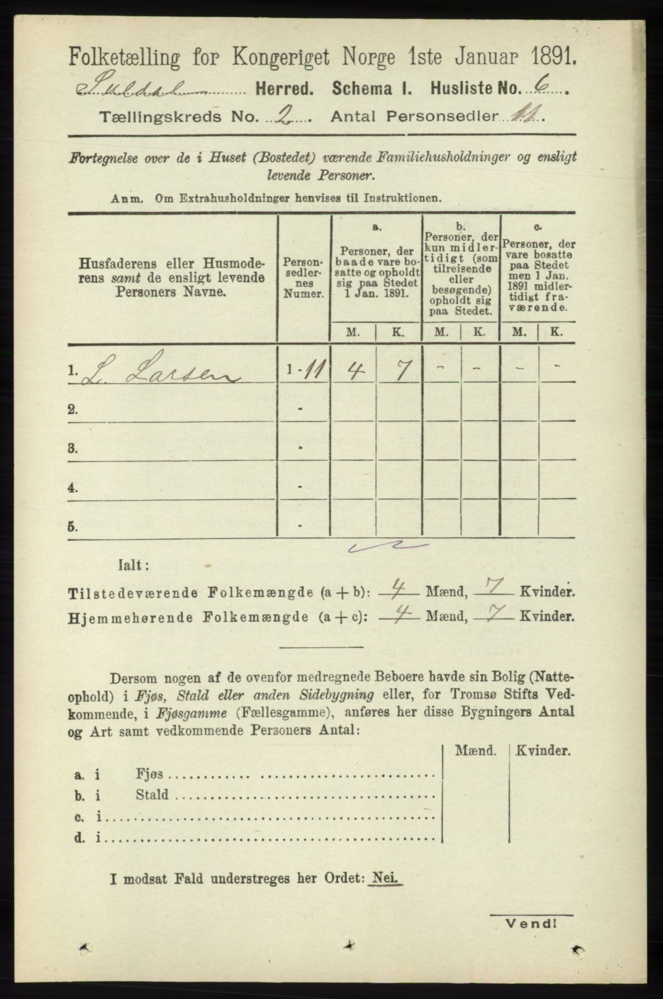 RA, 1891 census for 1134 Suldal, 1891, p. 200