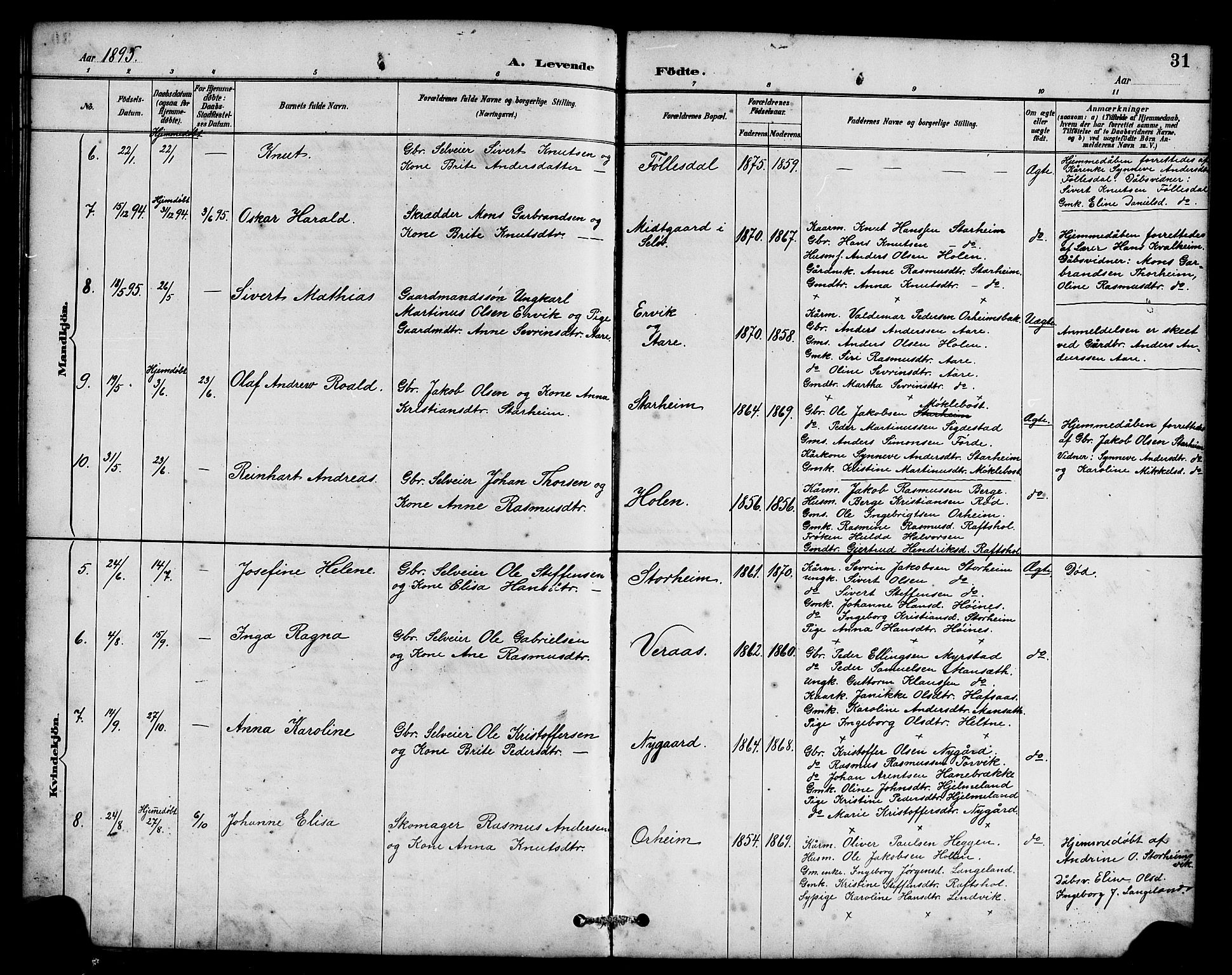 Eid sokneprestembete, AV/SAB-A-82301/H/Hab/Habc/L0002: Parish register (copy) no. C 2, 1887-1906, p. 31