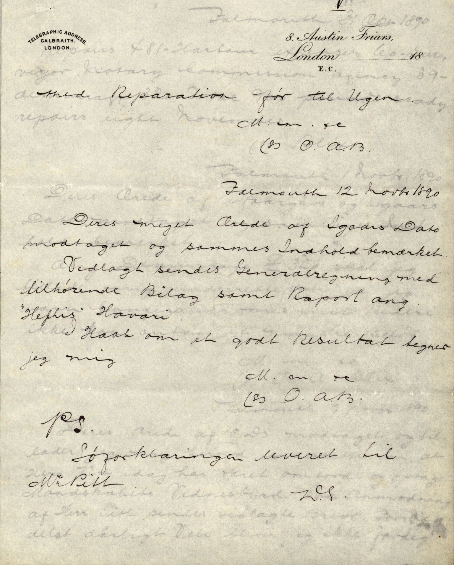 Pa 63 - Østlandske skibsassuranceforening, VEMU/A-1079/G/Ga/L0025/0004: Havaridokumenter / Imanuel, Hefhi, Guldregn, Haabet, Harald, Windsor, 1890, p. 42