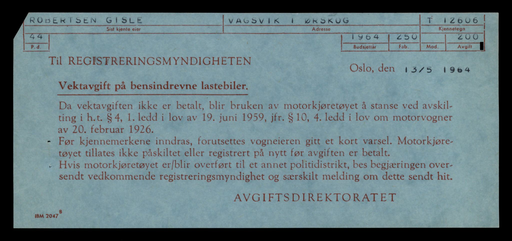 Møre og Romsdal vegkontor - Ålesund trafikkstasjon, AV/SAT-A-4099/F/Fe/L0034: Registreringskort for kjøretøy T 12500 - T 12652, 1927-1998, p. 2072