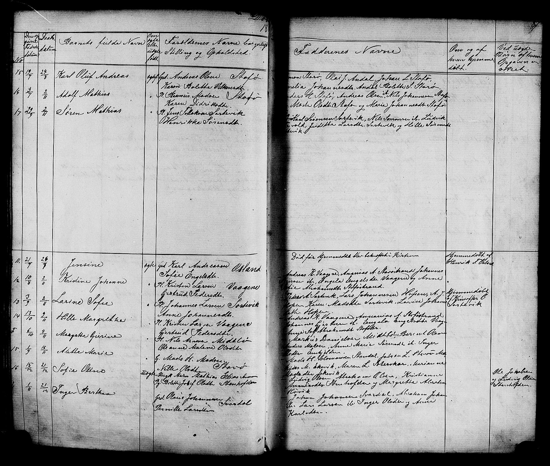 Kinn sokneprestembete, AV/SAB-A-80801/H/Hab/Habc/L0002: Parish register (copy) no. C 2, 1869-1918, p. 87