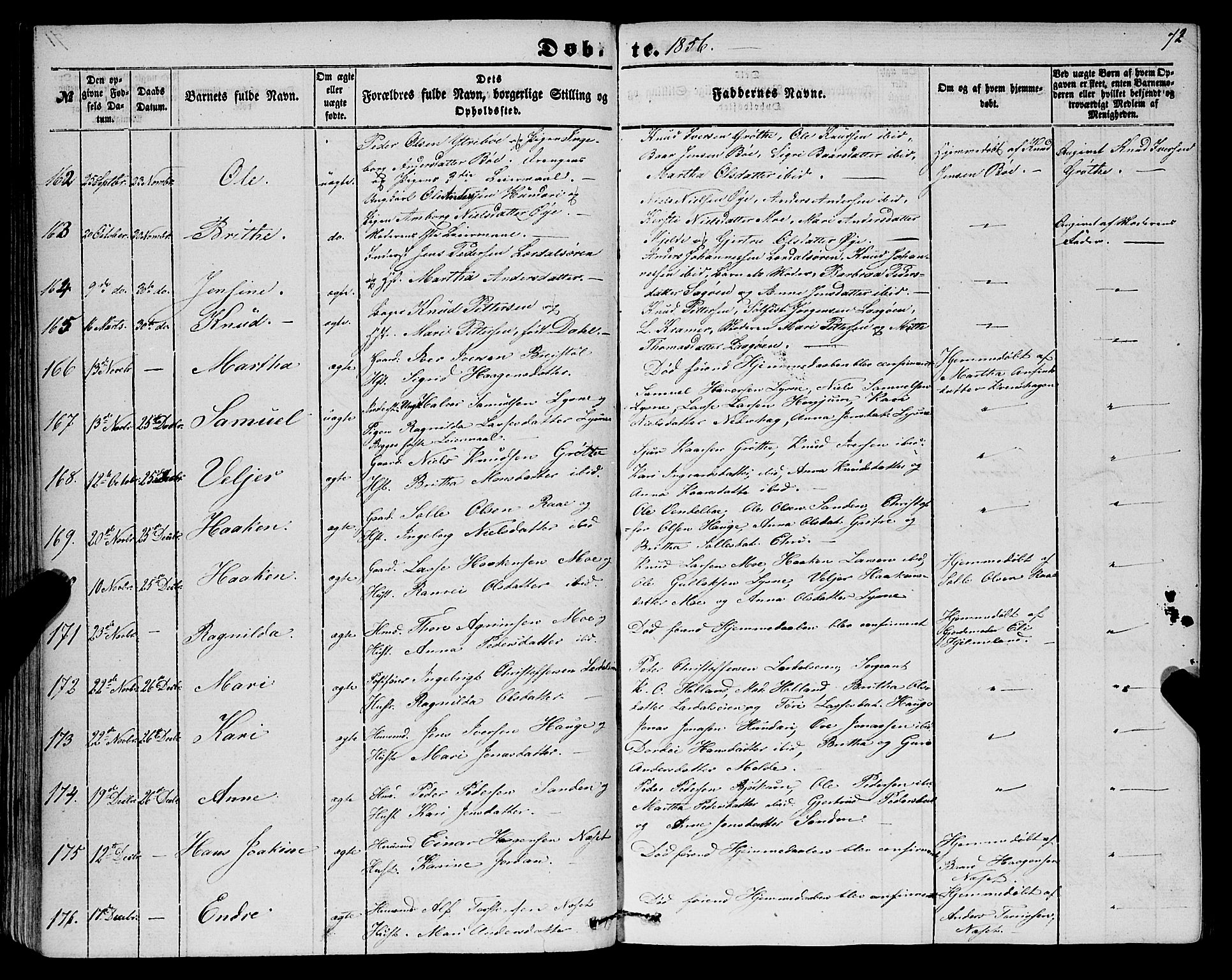 Lærdal sokneprestembete, SAB/A-81201: Parish register (official) no. A 11, 1850-1866, p. 72