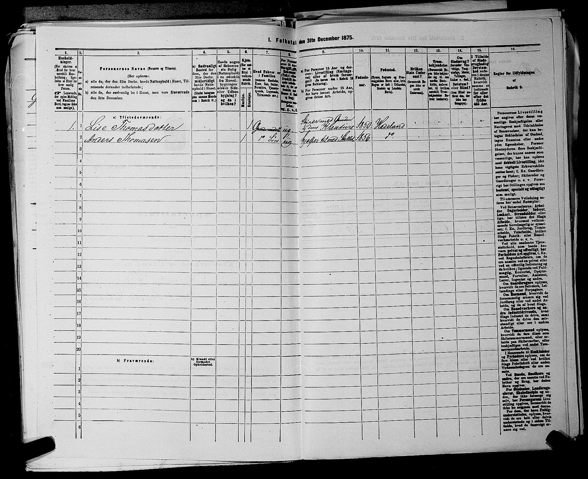 RA, 1875 census for 0233P Nittedal, 1875, p. 701