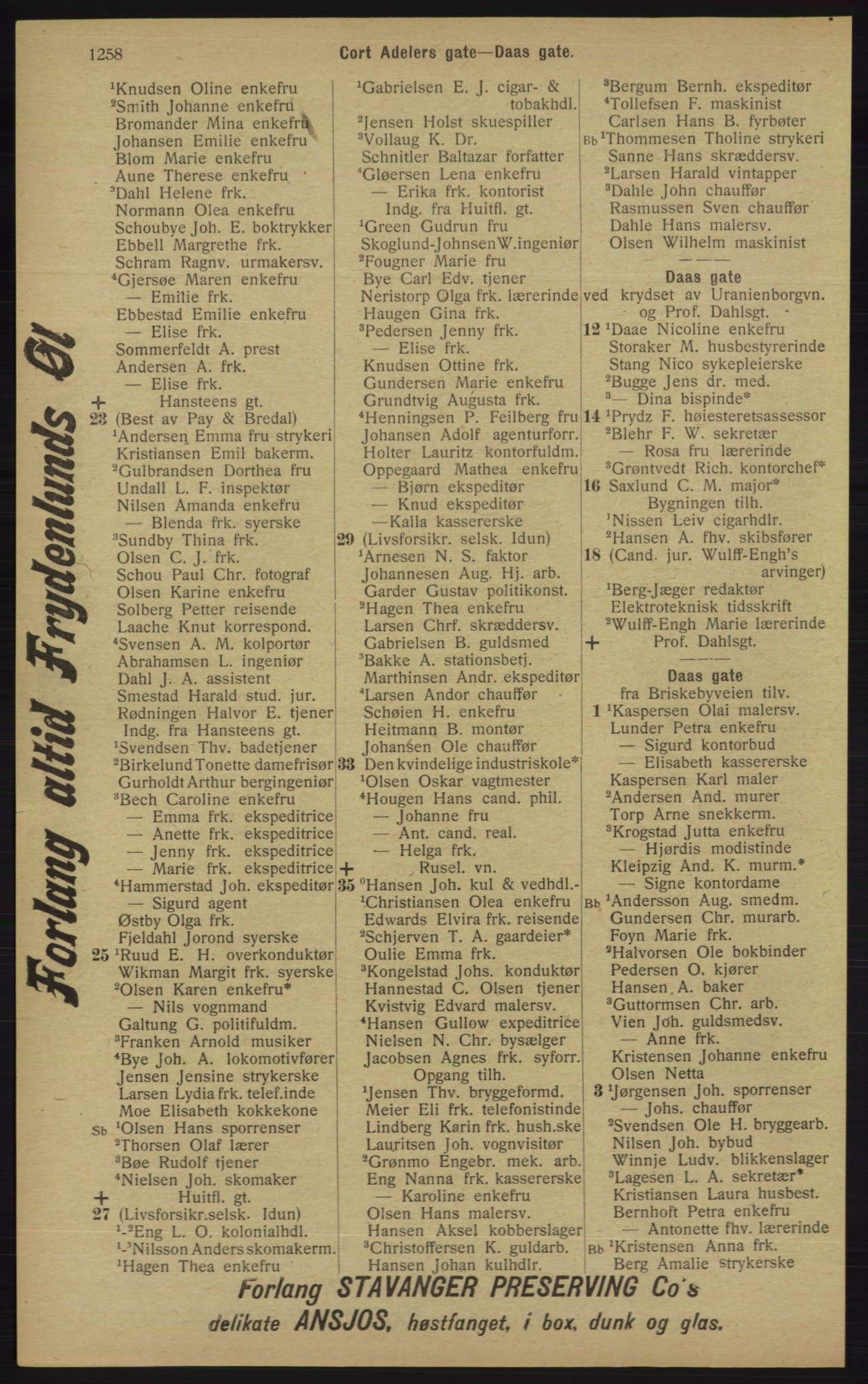Kristiania/Oslo adressebok, PUBL/-, 1913, p. 1214