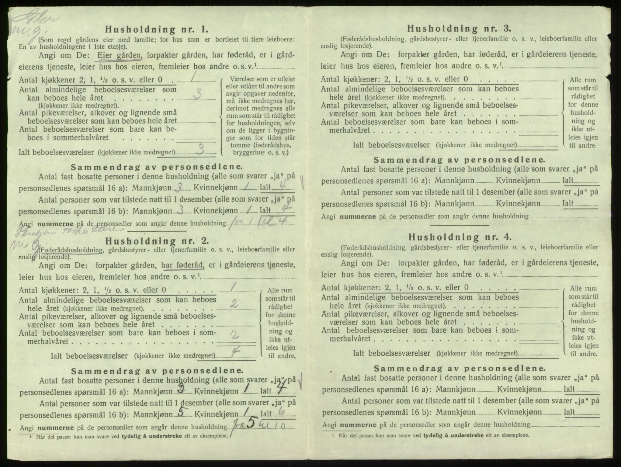 SAB, 1920 census for Hosanger, 1920, p. 539