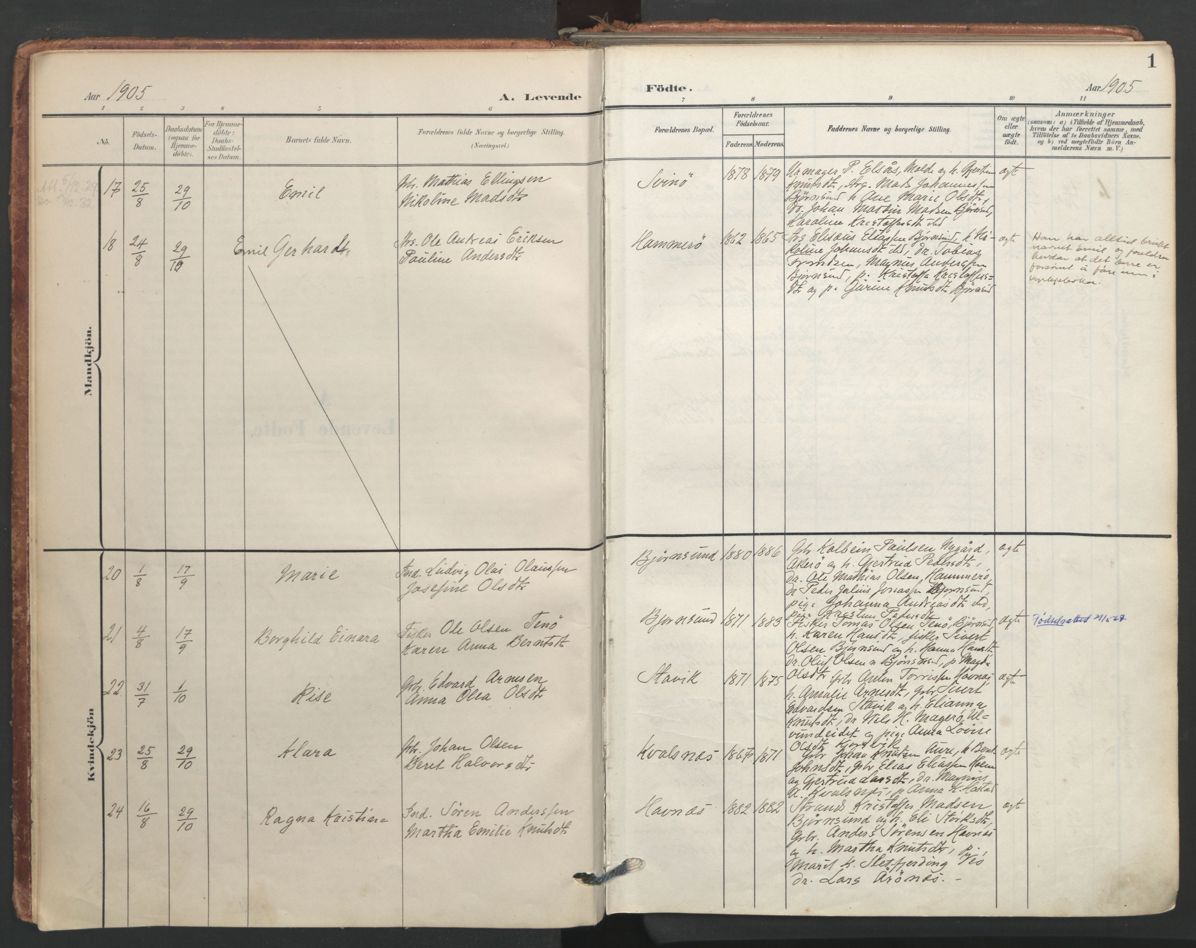 Ministerialprotokoller, klokkerbøker og fødselsregistre - Møre og Romsdal, SAT/A-1454/565/L0751: Parish register (official) no. 565A05, 1905-1979, p. 1