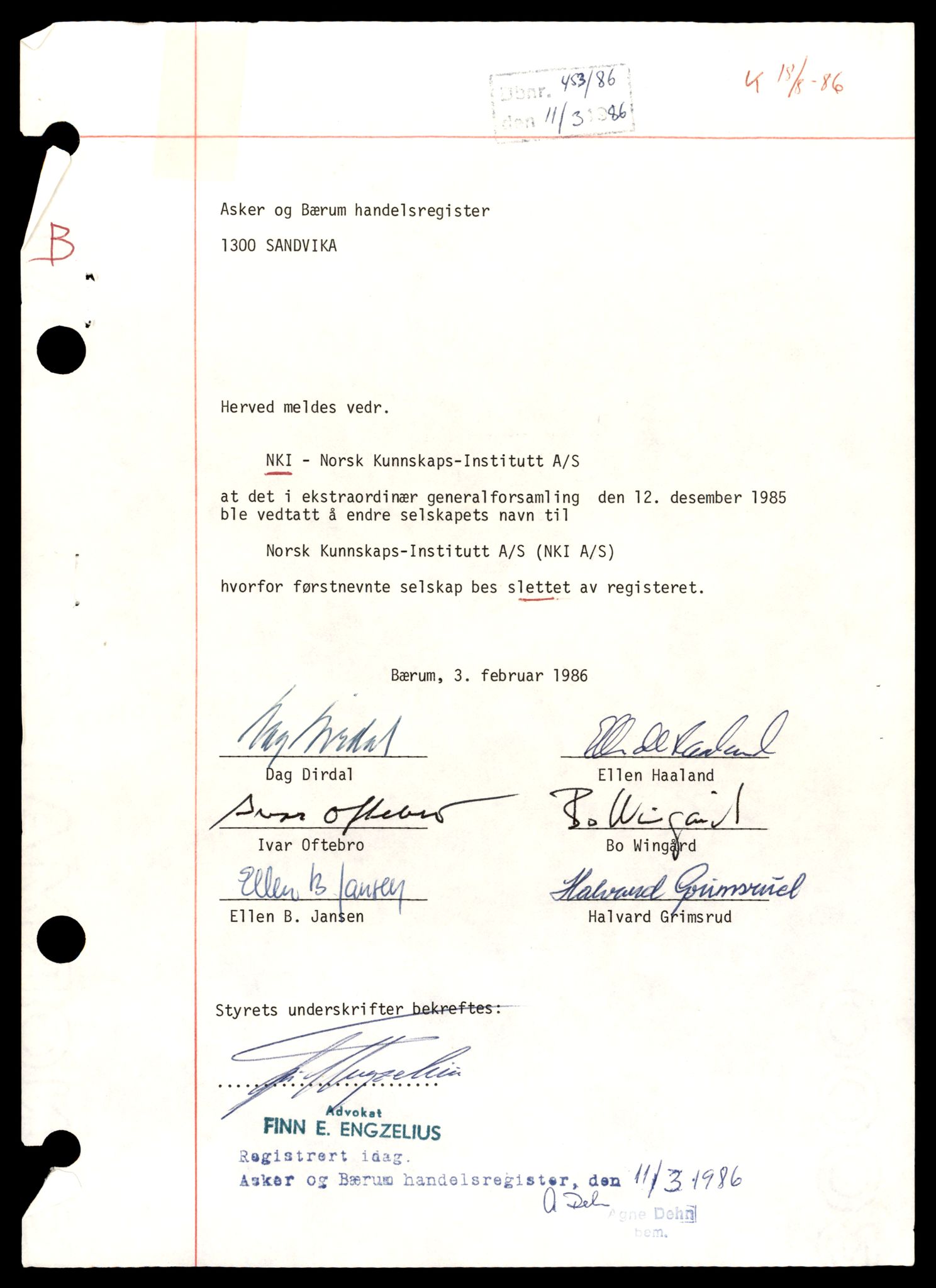 Asker og Bærum tingrett, AV/SAT-A-10379/K/Kb/Kba/L0077: Aksjeselskap, Nk - Nore, 1944-1989, p. 1