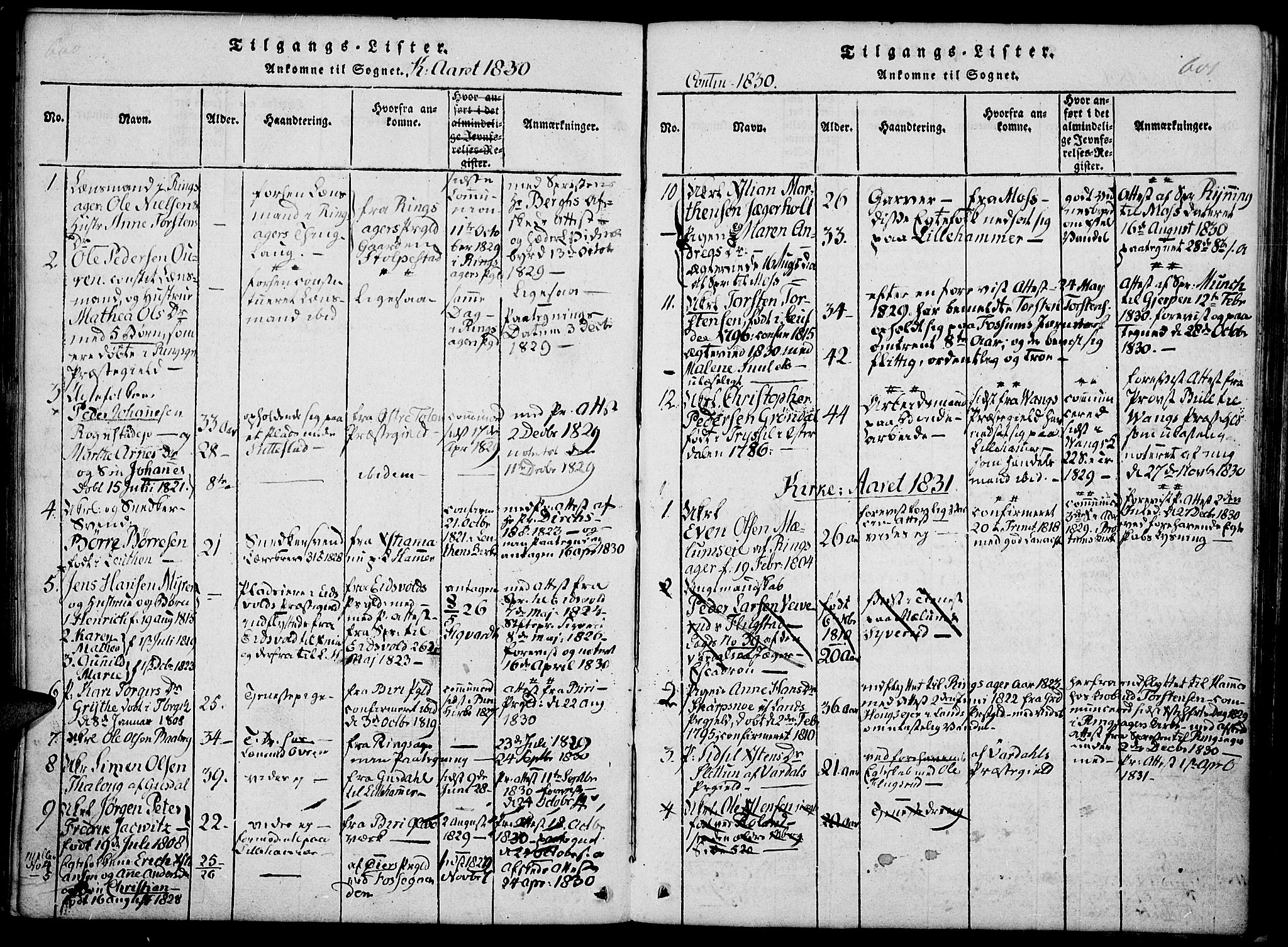 Fåberg prestekontor, SAH/PREST-086/H/Ha/Haa/L0003: Parish register (official) no. 3, 1818-1833, p. 600-601