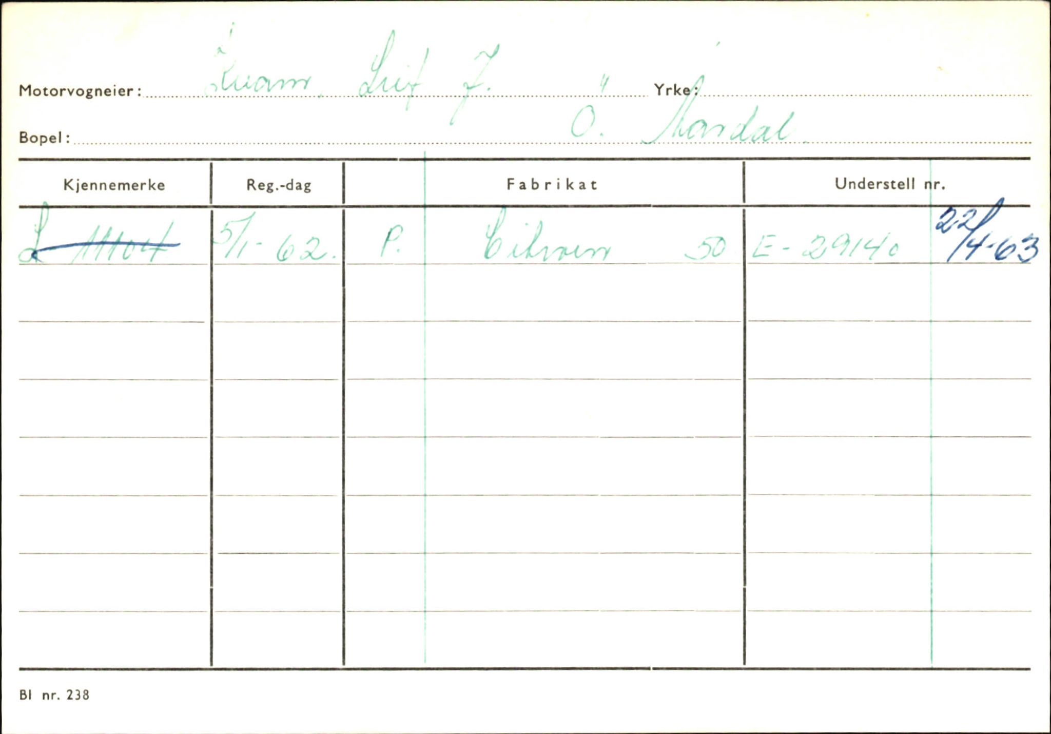 Statens vegvesen, Sogn og Fjordane vegkontor, AV/SAB-A-5301/4/F/L0145: Registerkort Vågsøy S-Å. Årdal I-P, 1945-1975, p. 1287