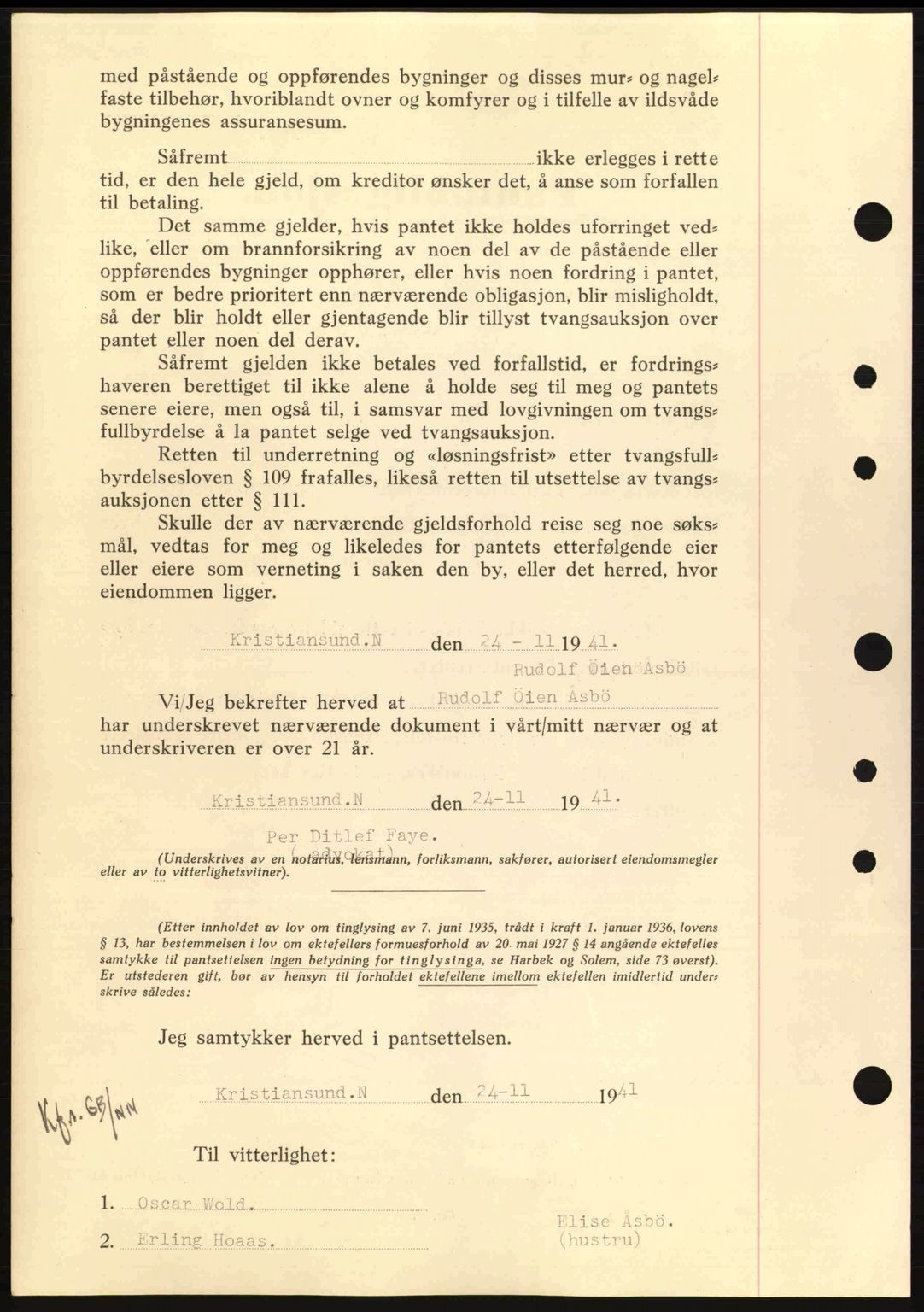 Nordmøre sorenskriveri, SAT/A-4132/1/2/2Ca: Mortgage book no. B88, 1941-1942, Diary no: : 2238/1941