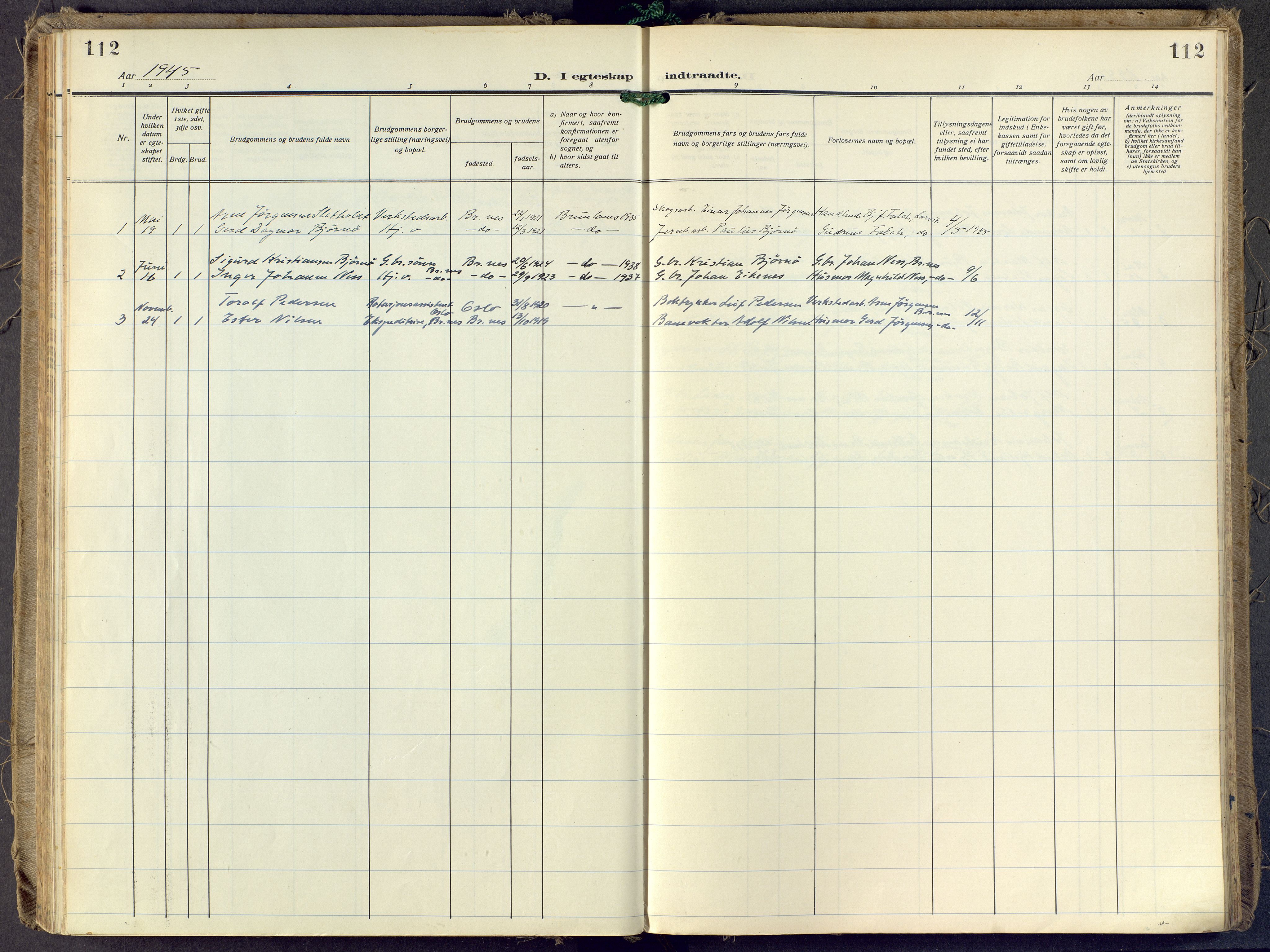 Brunlanes kirkebøker, SAKO/A-342/F/Fd/L0002: Parish register (official) no. IV 2, 1918-1958, p. 112