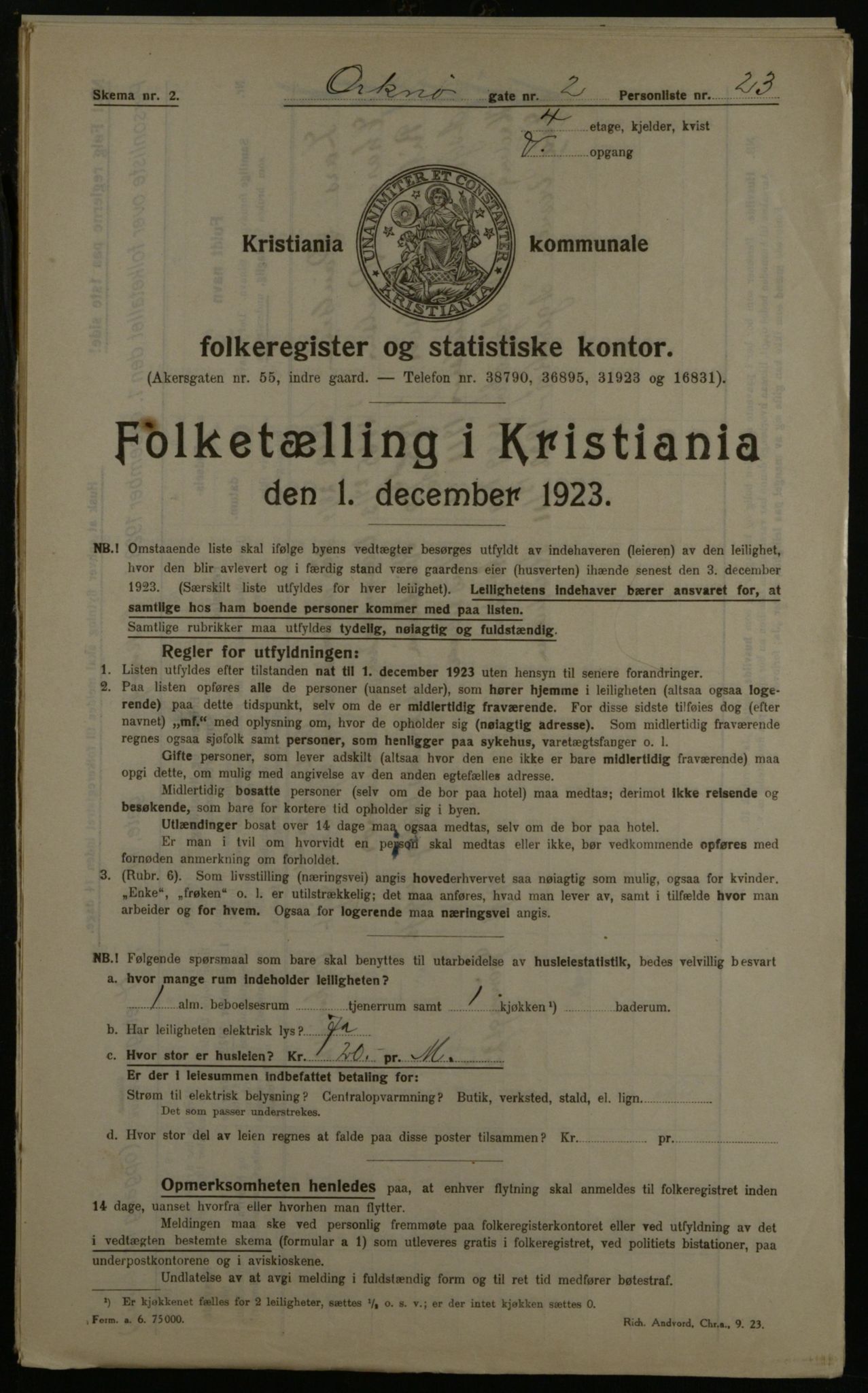 OBA, Municipal Census 1923 for Kristiania, 1923, p. 83840