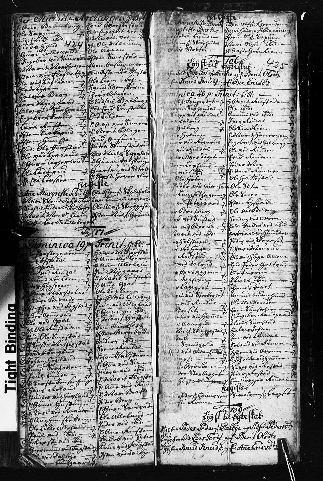 Fåberg prestekontor, SAH/PREST-086/H/Ha/Hab/L0001: Parish register (copy) no. 1, 1727-1767, p. 424-425