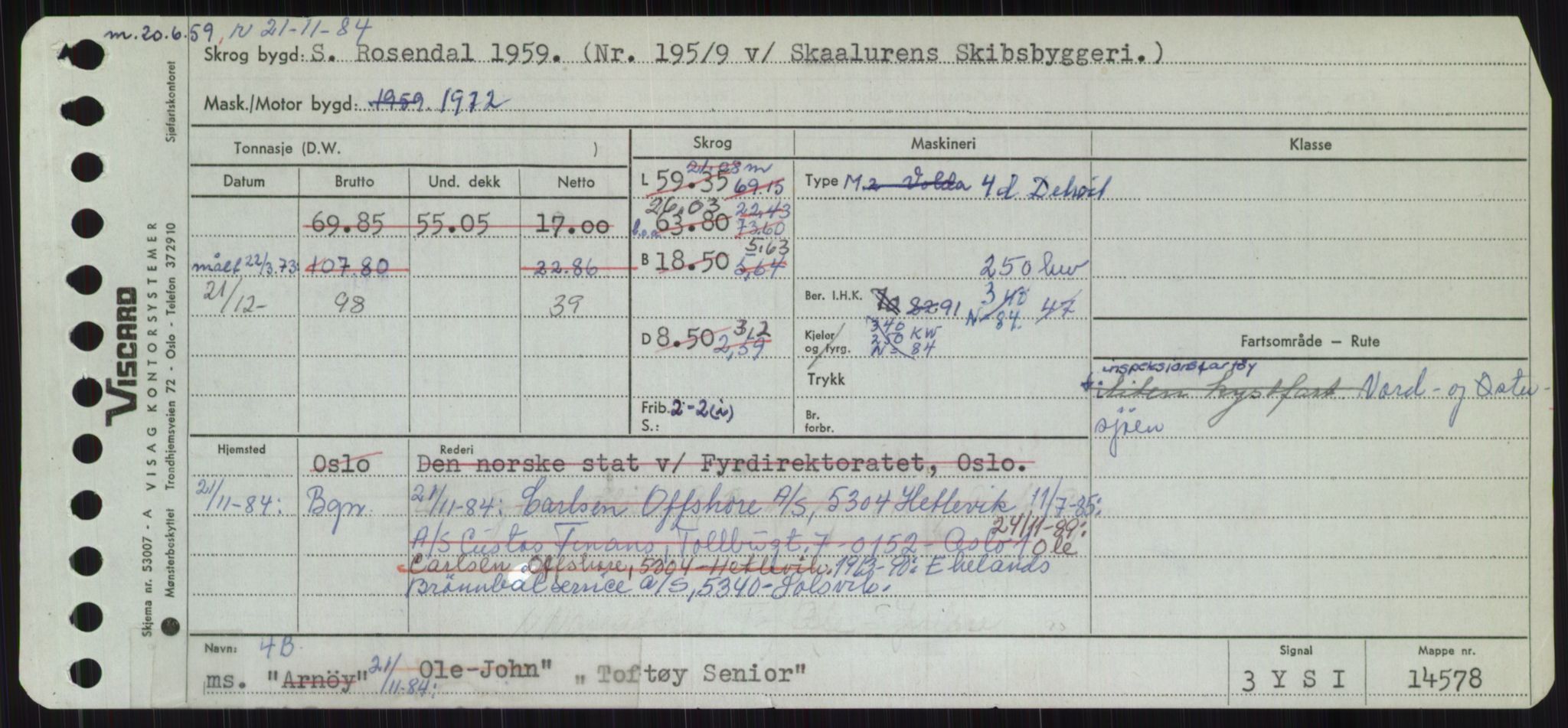 Sjøfartsdirektoratet med forløpere, Skipsmålingen, RA/S-1627/H/Ha/L0006/0001: Fartøy, Sver-Å / Fartøy, Sver-T, p. 461