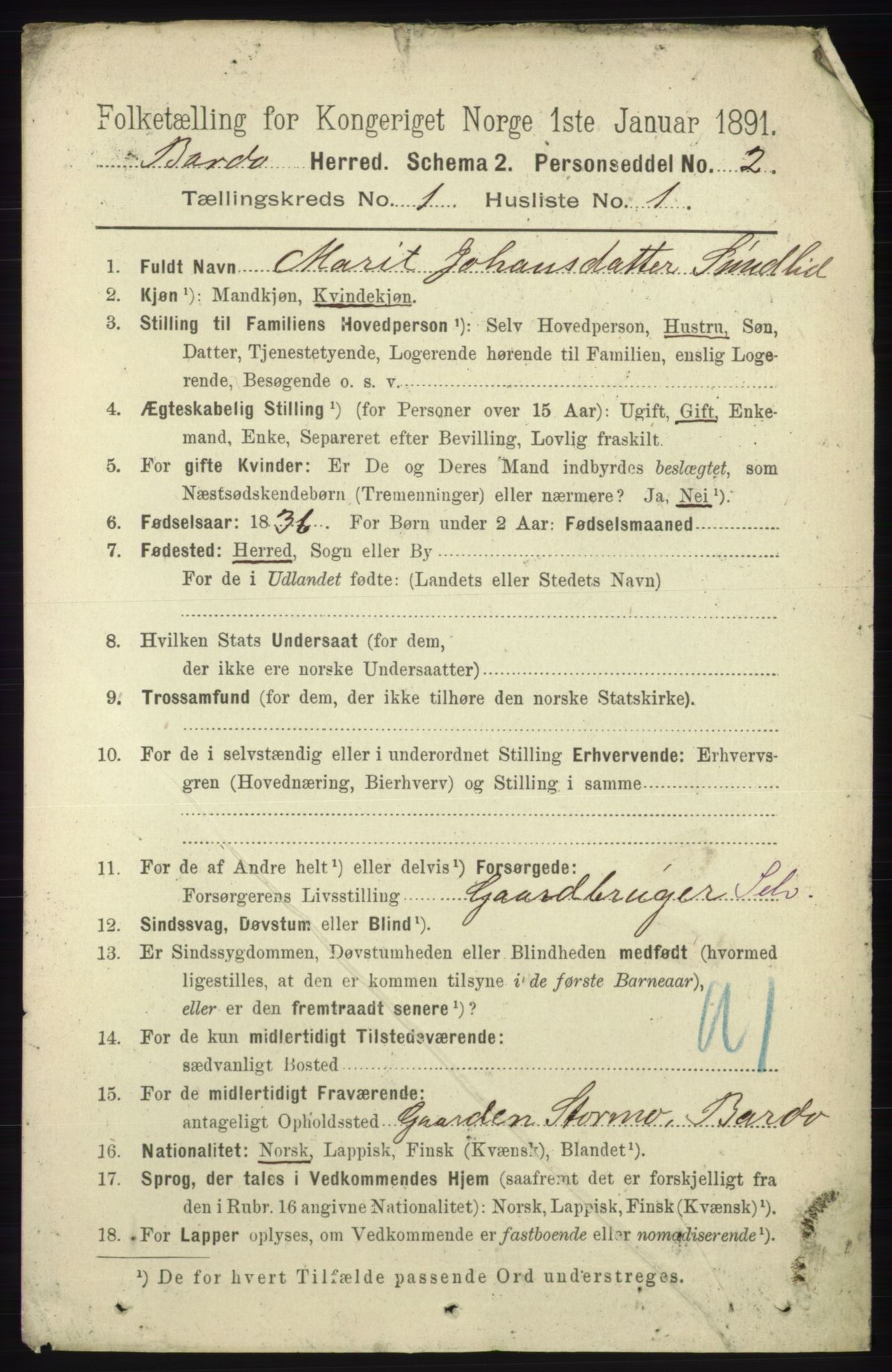 RA, 1891 census for 1922 Bardu, 1891, p. 59