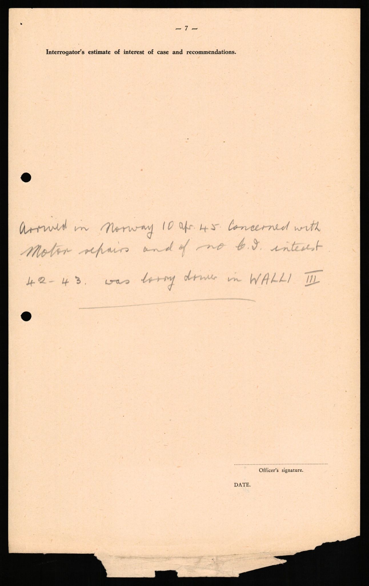 Forsvaret, Forsvarets overkommando II, RA/RAFA-3915/D/Db/L0022: CI Questionaires. Tyske okkupasjonsstyrker i Norge. Tyskere., 1945-1946, p. 202