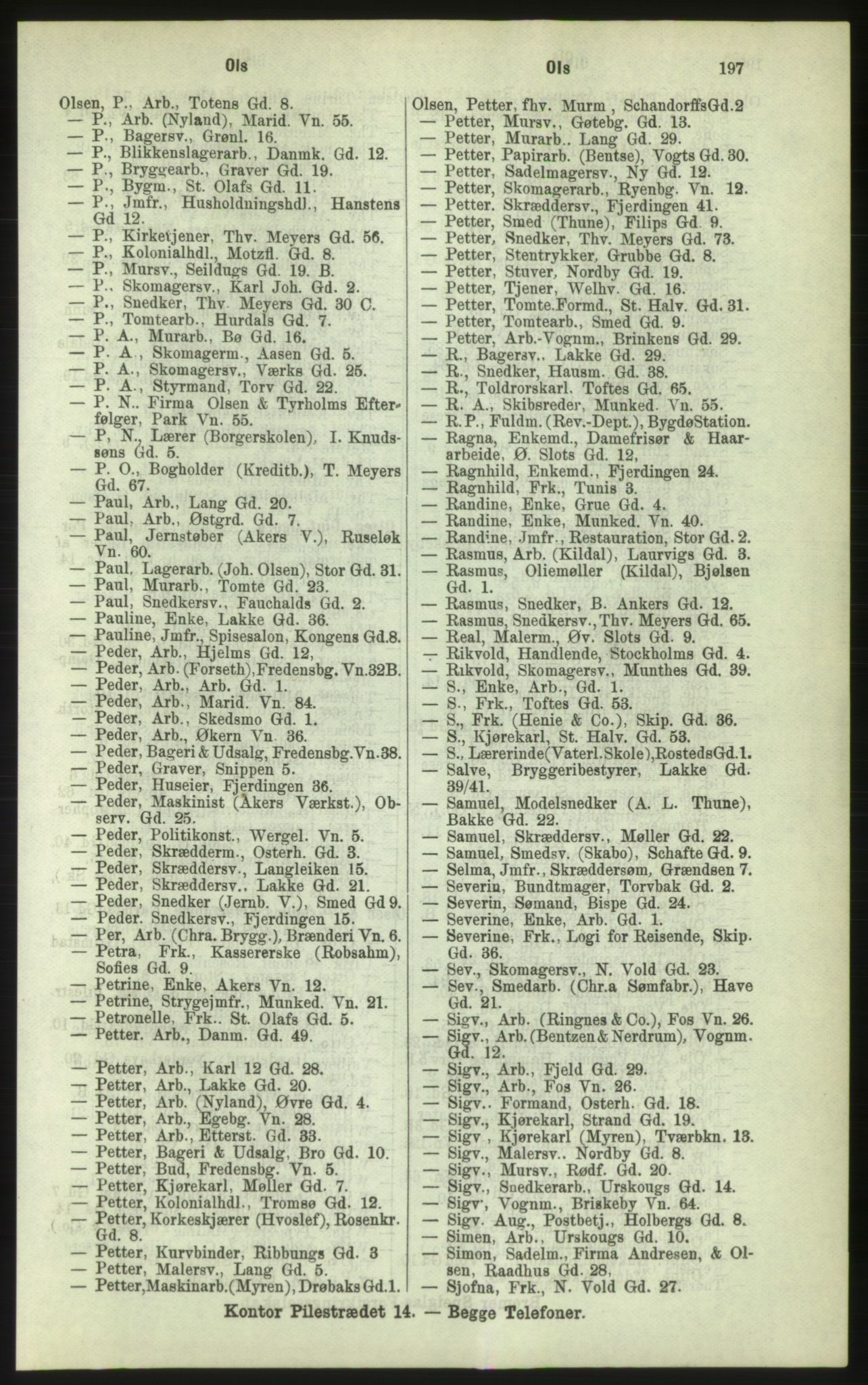 Kristiania/Oslo adressebok, PUBL/-, 1884, p. 197