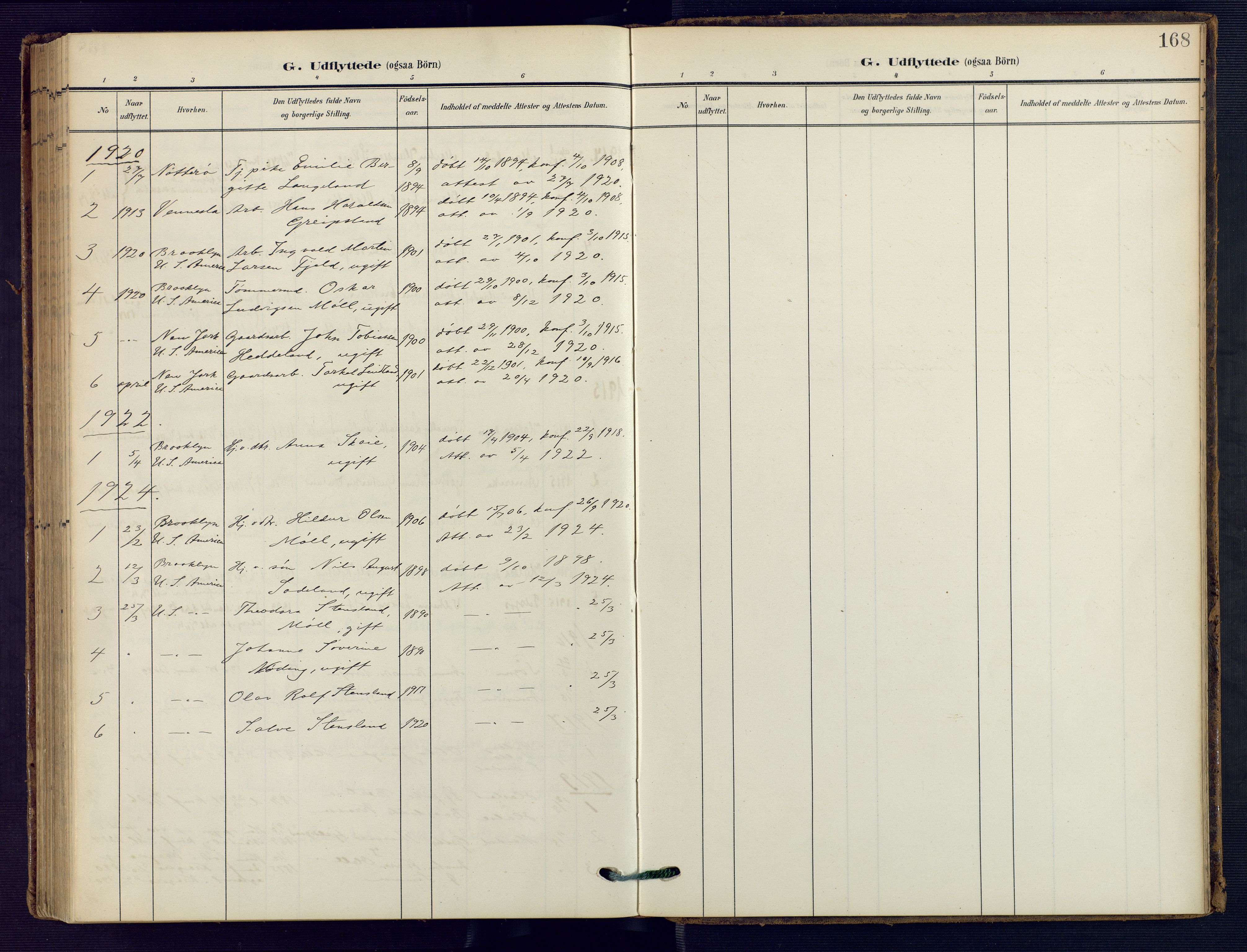 Holum sokneprestkontor, SAK/1111-0022/F/Fa/Faa/L0008: Parish register (official) no. A 8, 1908-1929, p. 168